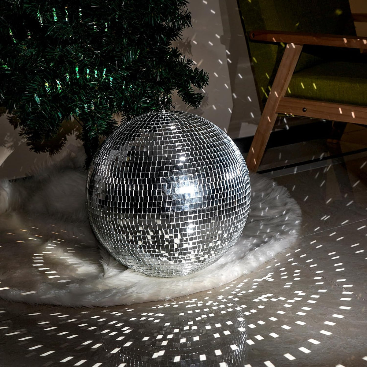 16inch Large Mirror Disco Ball - Hanging Big Disco Ball for Party Decorations, DJ Clubs, Weddings