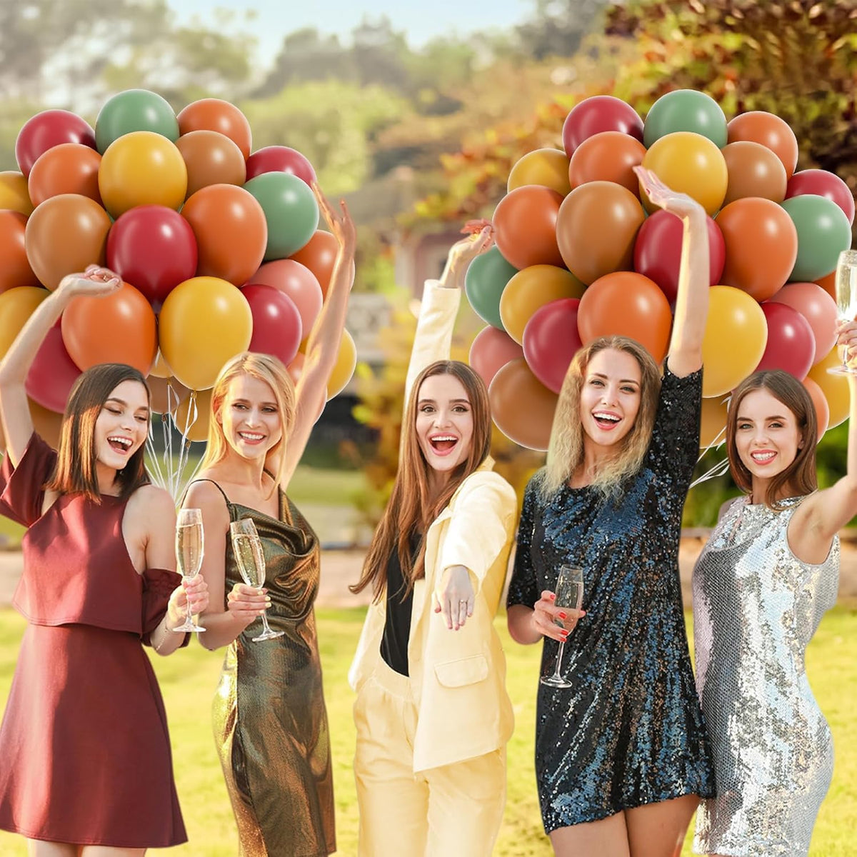 60pcs Fall Balloons, Thanksgiving Balloons 12inch with Burgundy Brown Sage Green Burnt Orange