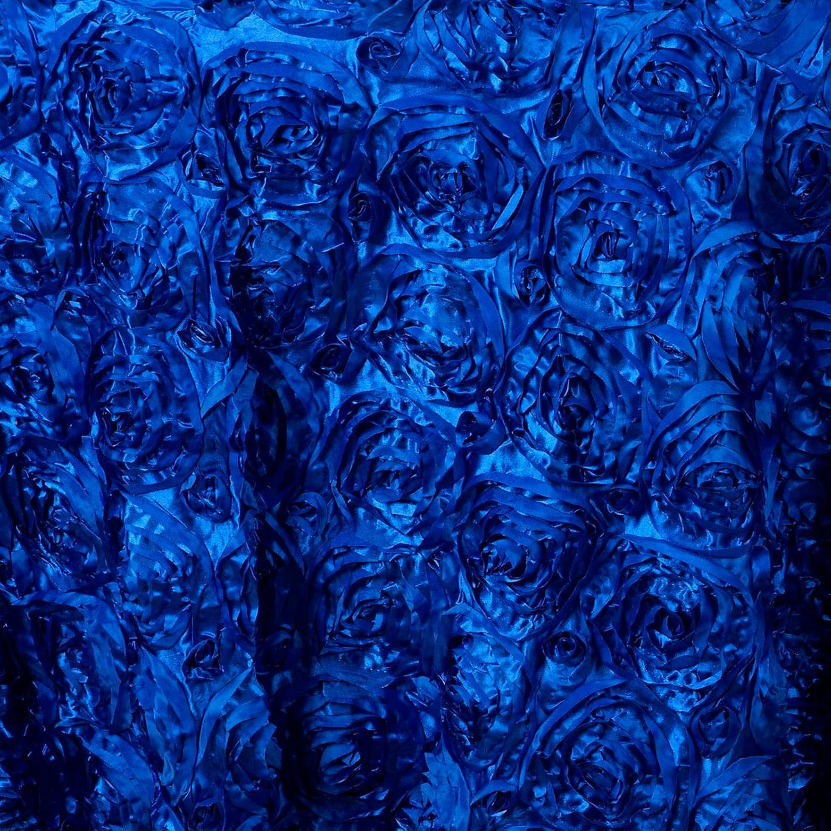 Efavormart 132" Wholesale Round Table Cover Royal Blue Grandiose Rosette 3D Satin Tablecloth for