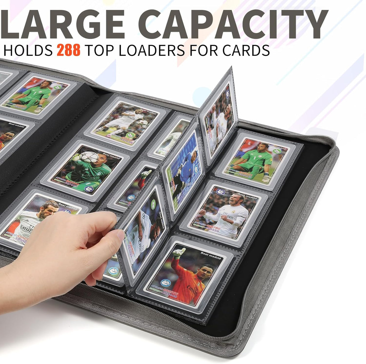 Toploader Binder,Holds 288 Toploaders,9 Pocket Double-Sided Top Loader Binders with Sleeves for 3 x