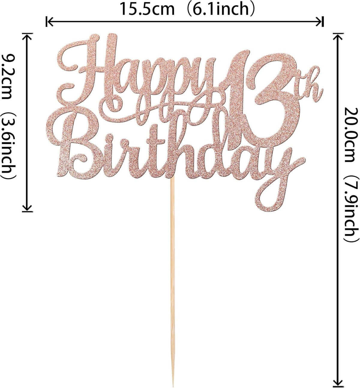 1 PCS Happy 13th Birthday Cake Topper Glitter Cheers to 13 Years Birthday Cake Pick Official