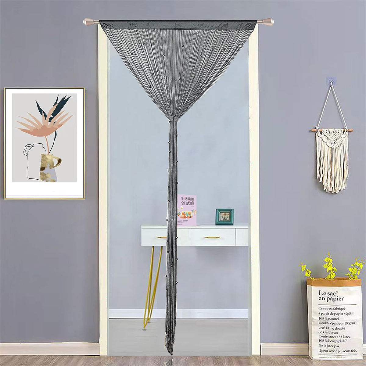 Beaded Doorway Curtain Door Beads Dense String Curtains Fringe Hippie Perfect for Wall Hanging