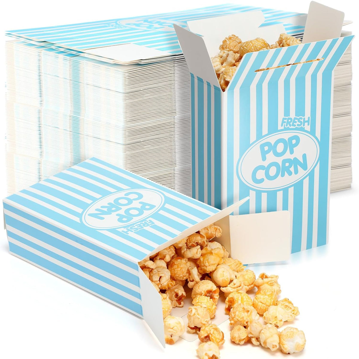 Xinnun 200 Pcs Paper Popcorn Boxes 1 oz Close Top Oil Proof Disposable Popcorn Container 6 x 4 x 2