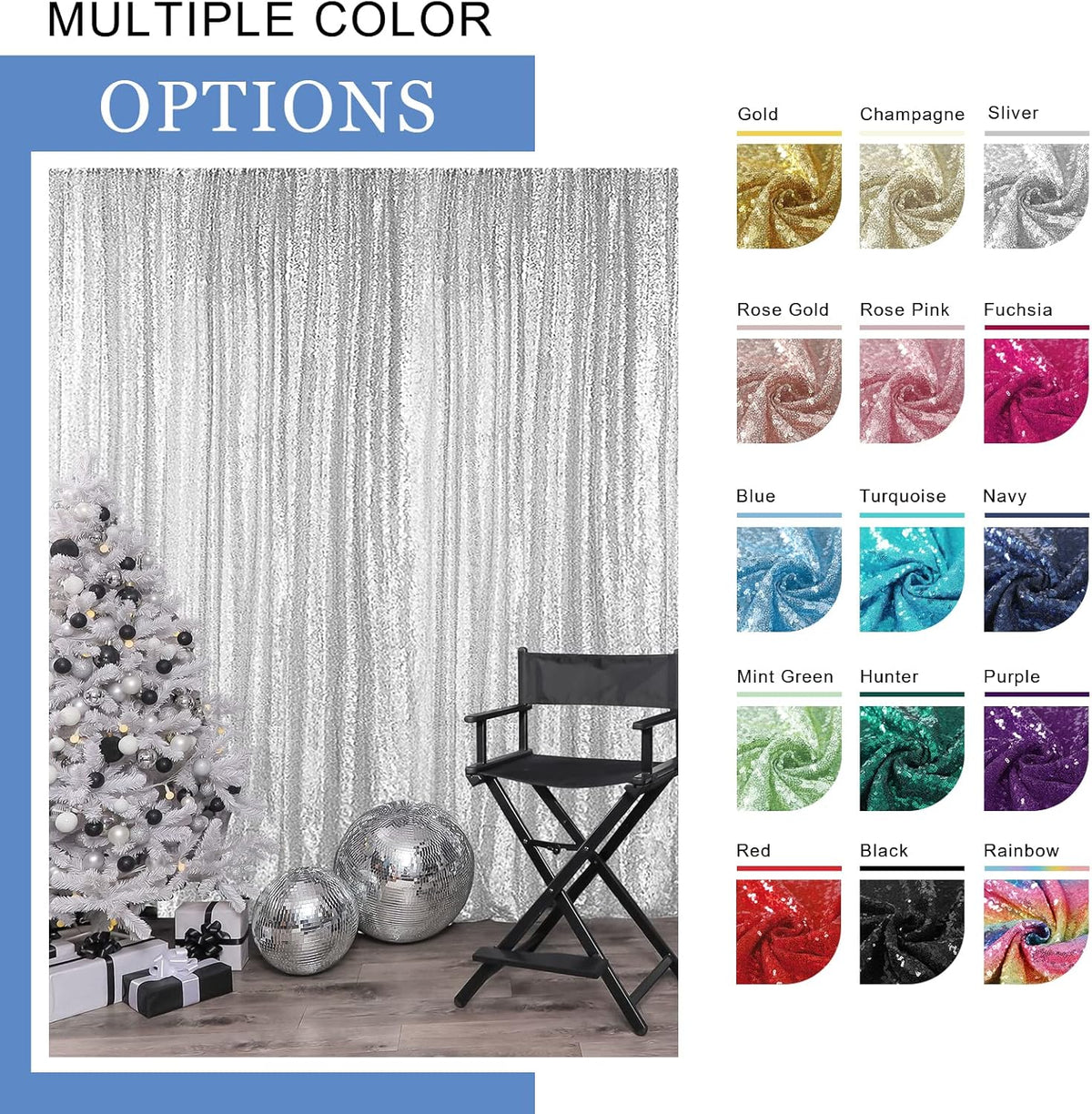 Hahuho Rose Pink Sequin Backdrop Curtain, 2PCS 2FTx8FT Glitter Backdrop Curtain for Parties