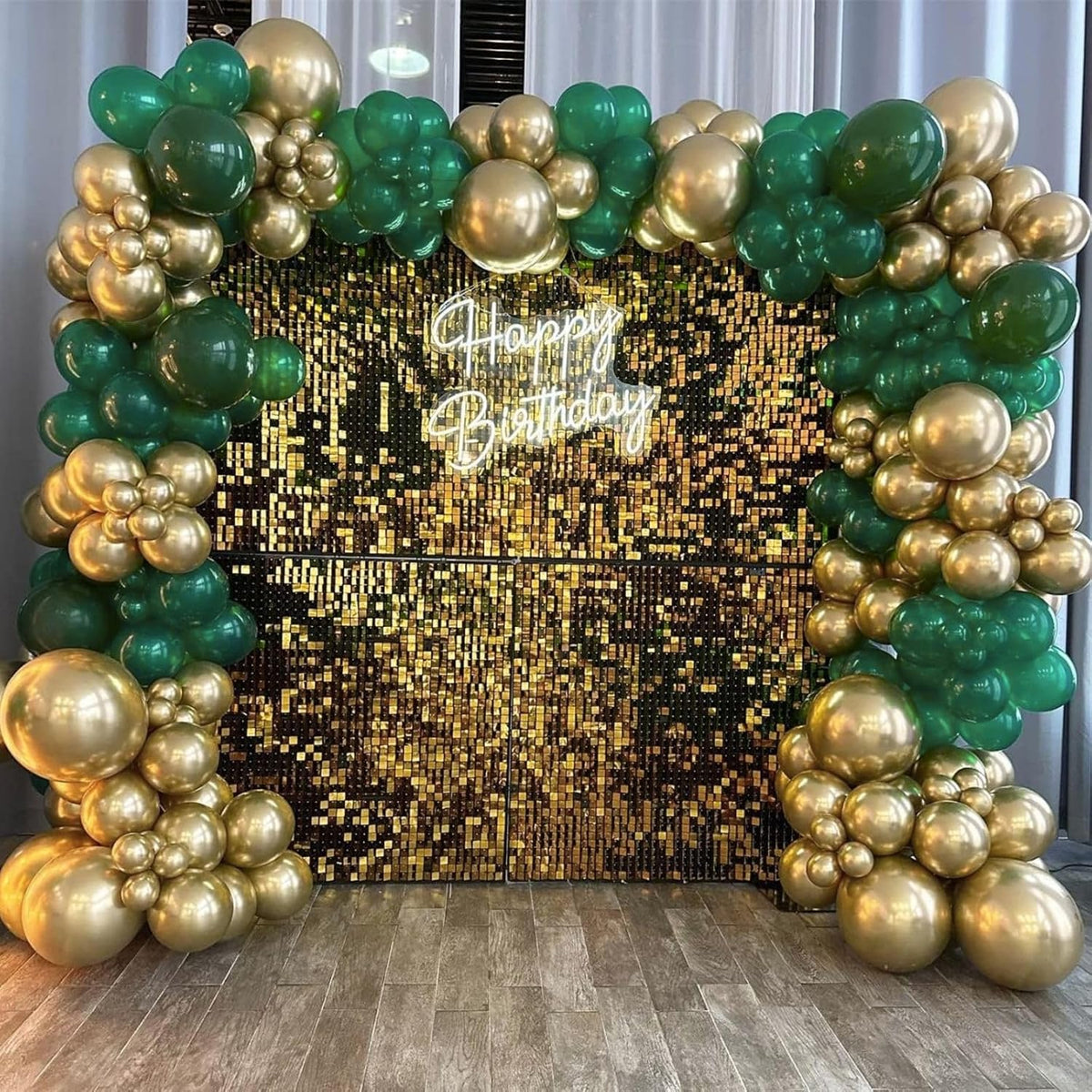 Green and Gold Balloons, 60Pcs Dark Green Gold Balloons, 12 Inch Metallic Gold Latex Balloons Green