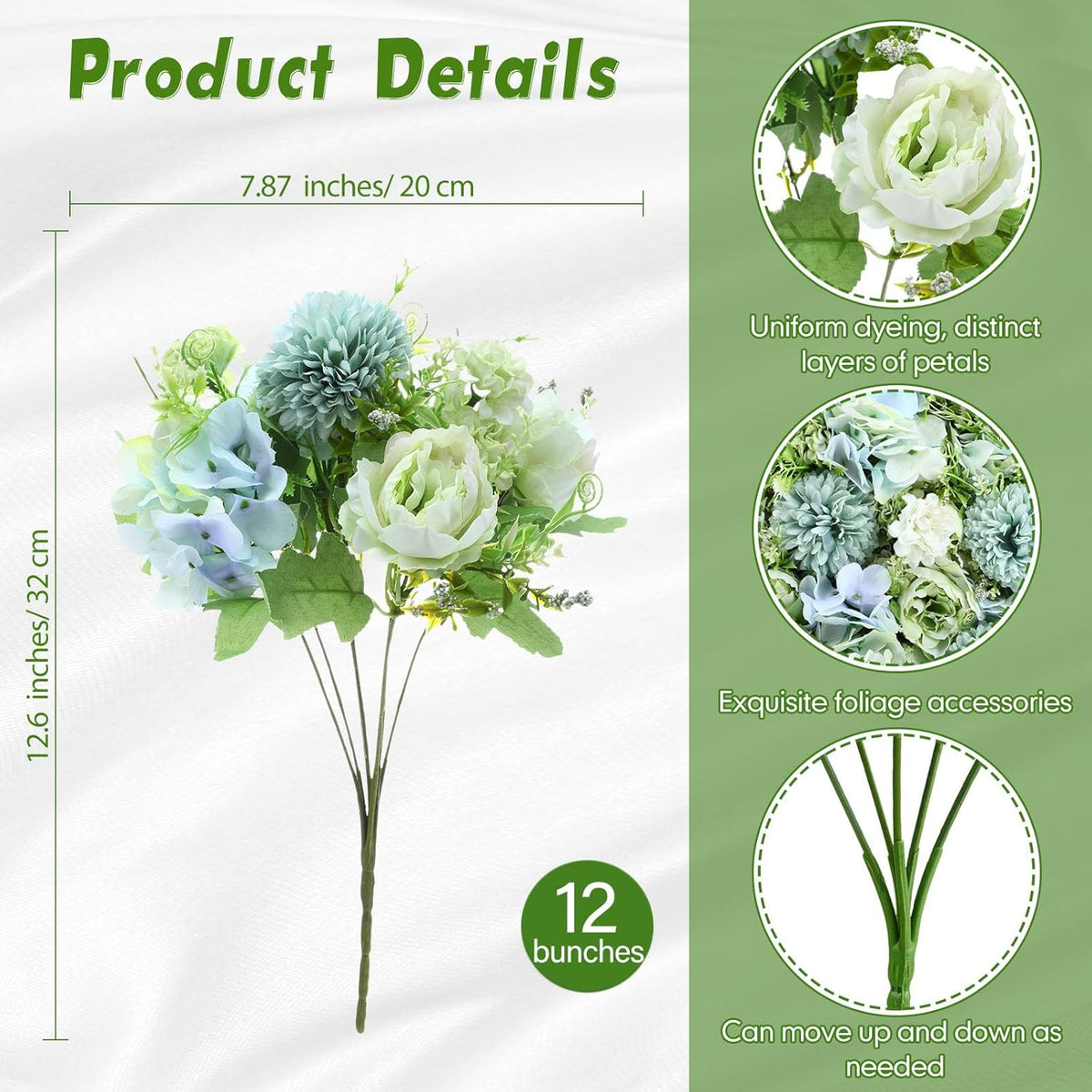Tigeen Artificial Flowers Artificial Peonies Silk Flowers Faux Peony Fake Peony Silk Hydrangea