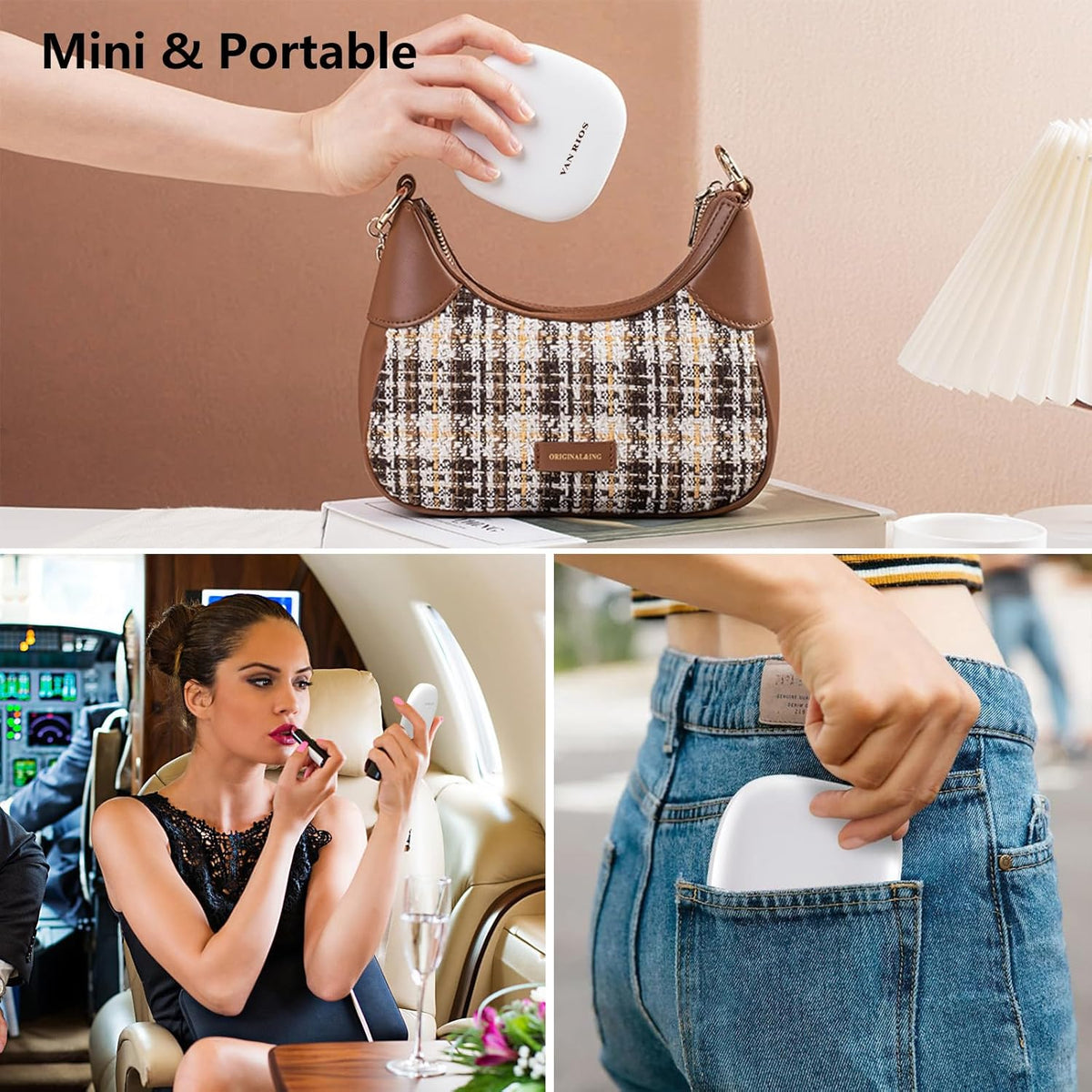 Compact Mirror with Light,15X Magnifying Travel Mirror for Purse, Dual LED Pocket Mirror with 3