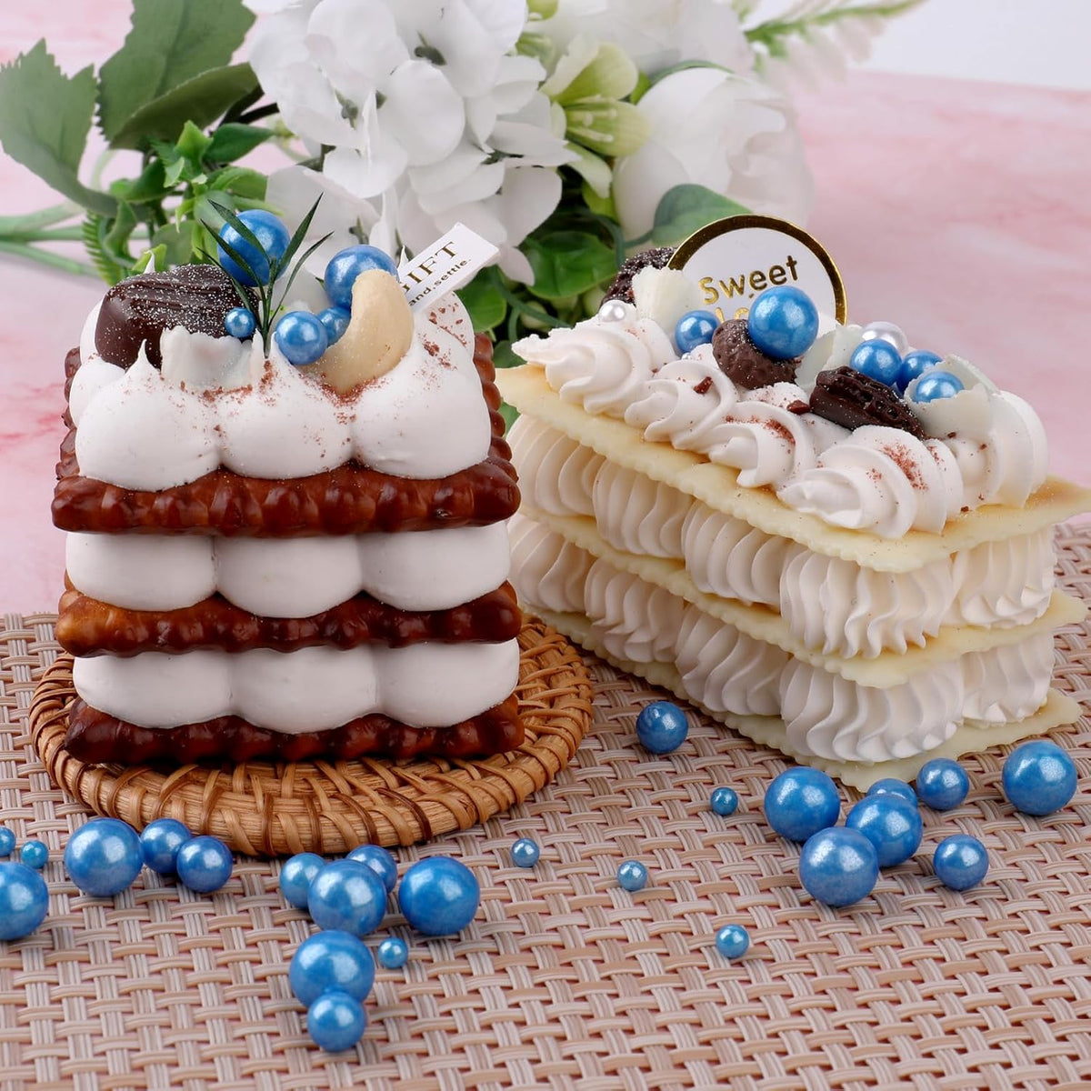 Blue Pearl Sprinkles for Cake Decorating, 11.3 Oz Edible Pearls Sugar 4 Sizes Gift Box Set for