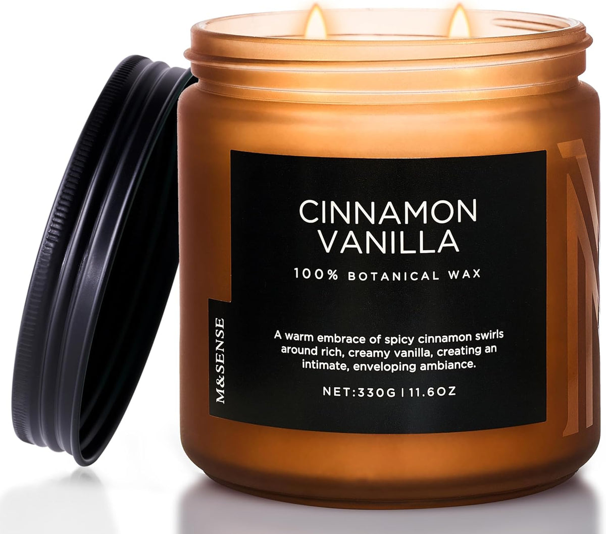 M&SENSE Cinnamon Vanilla Fall Scented Candles for Home, Natural Soy Wax 11.6oz 70 Hours Large Long