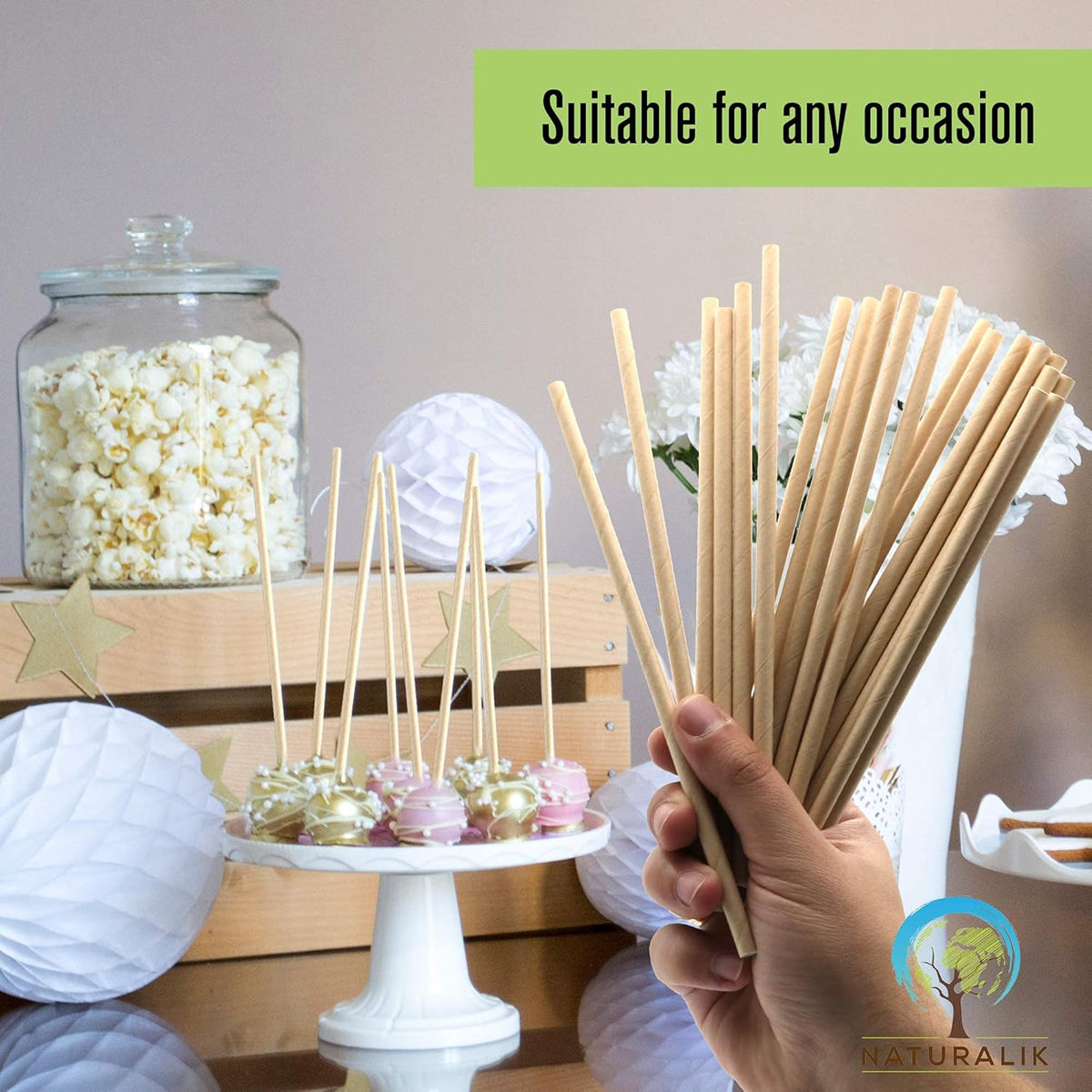 300/1000-Pack Extra Durable Brown Paper Straws Biodegradable- Premium Toxin Free Paper Straws Bulk