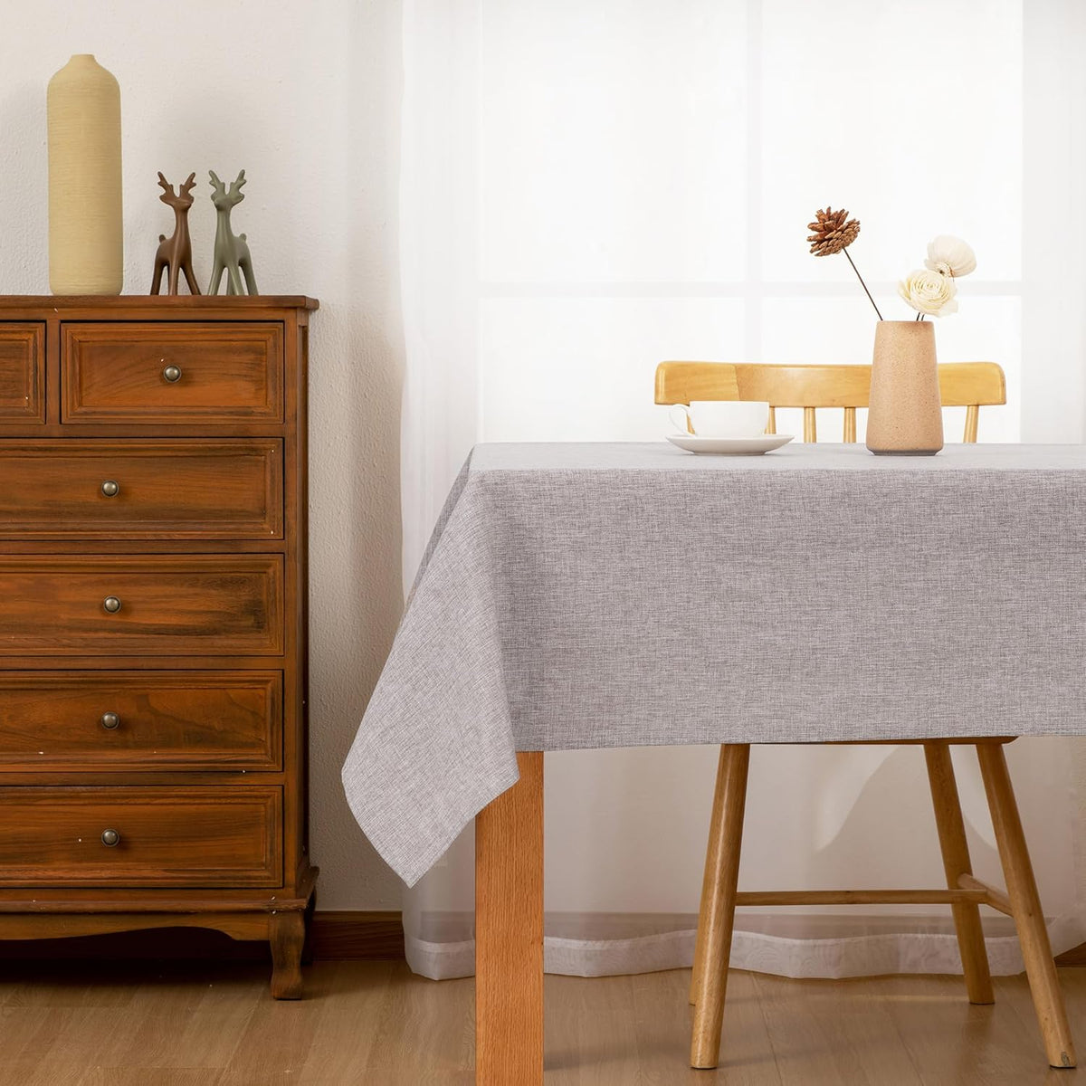 Hiasan 2 Pack Faux Linen Rectangle Tablecloth - Wrinkle and Stain Resistant Washable Table Cloth
