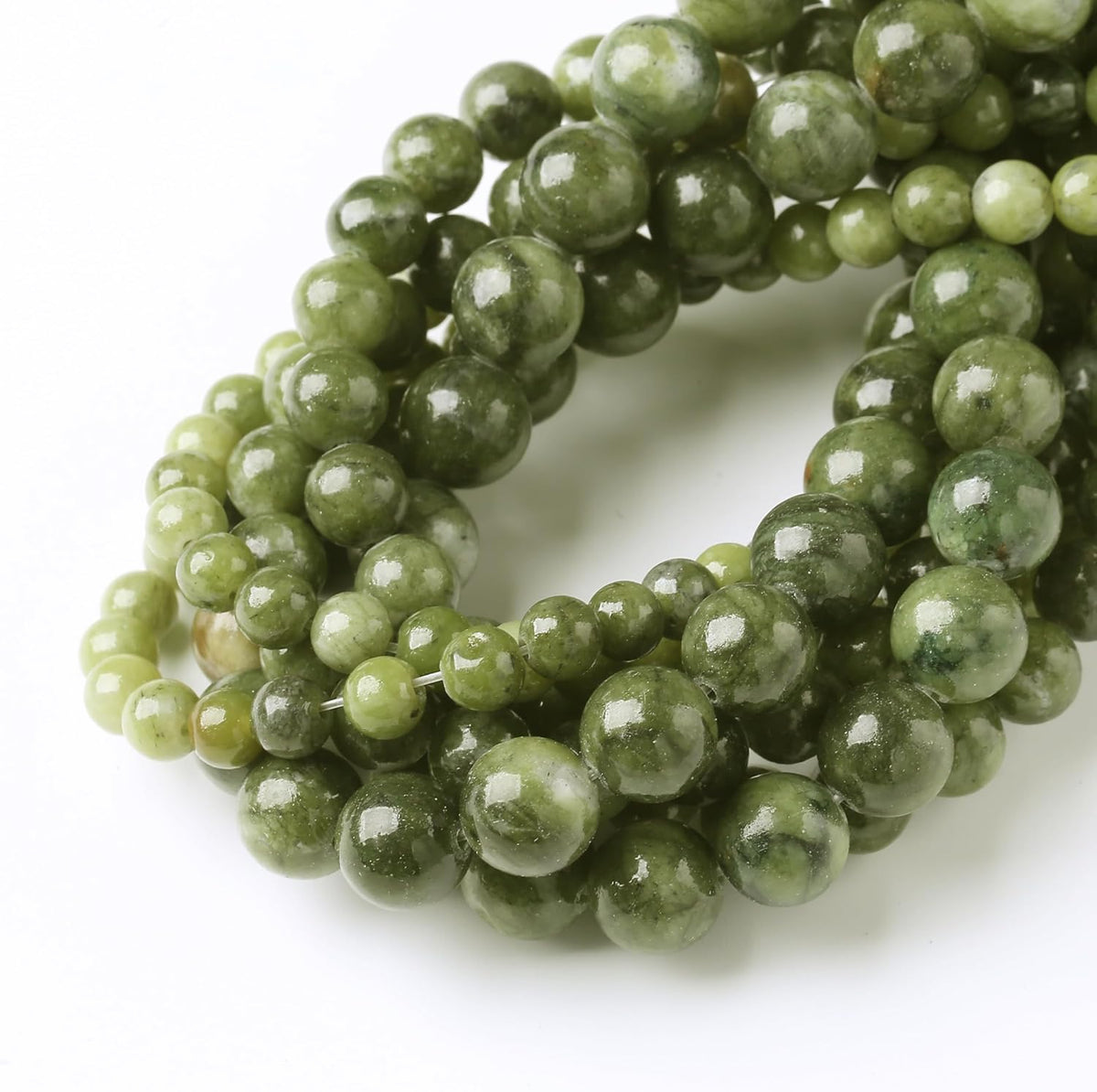 Matcha Green Jade Stone Beads Gemstone Round Crystal Energy Jade Beads Stone Beads for Jewelry