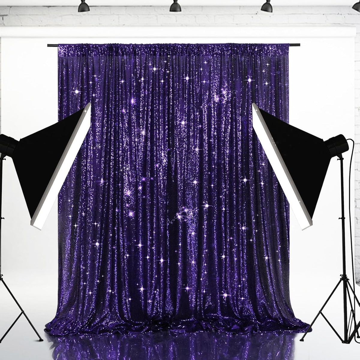 Eternal Beauty Purple Sequin Backdrop, 10x10 Ft Halloween Glitter Background Curtains for Shimmer
