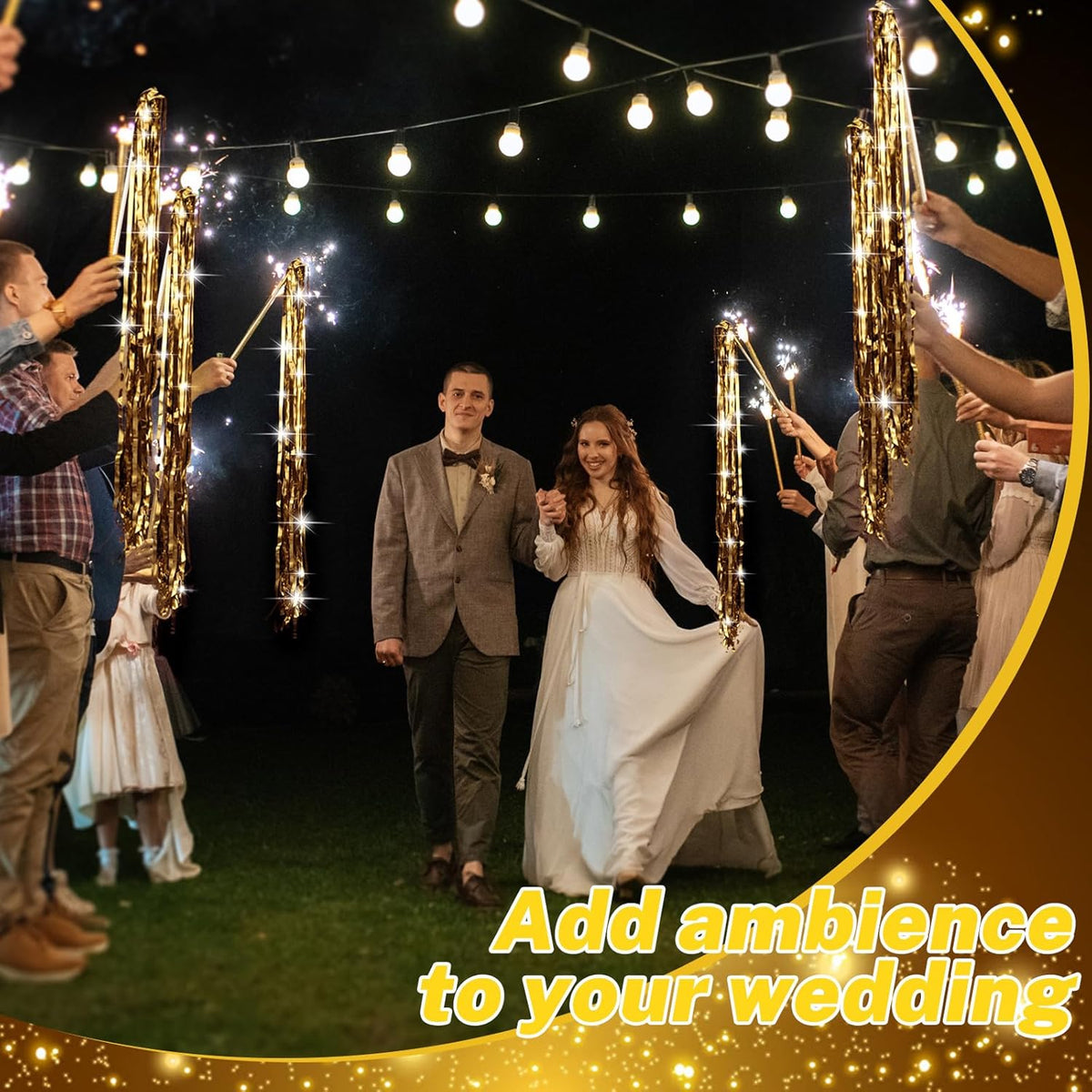 50 Pcs Wedding Fairy Wands with Bells Foil Tinsel Ribbon Stick Wands Tinsel Party Streamers with