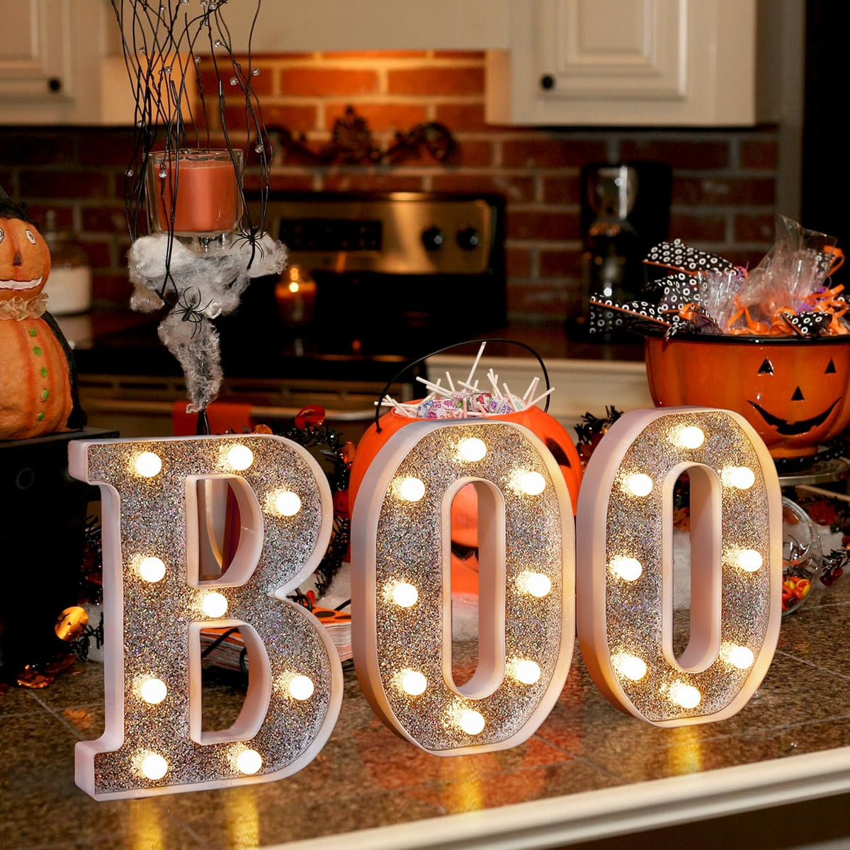 Marquee Light Up Letters, Glitter Silver LED Letter Lights Battery Powered Alphabet Letter Sign for