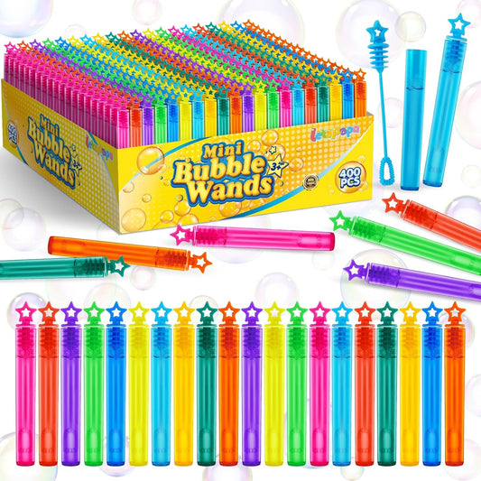 Letapapa Bubble Wand, 400 Pcs Mini Bubble Wands Bulk in 10 Colors, Bubble Easter Halloween Party