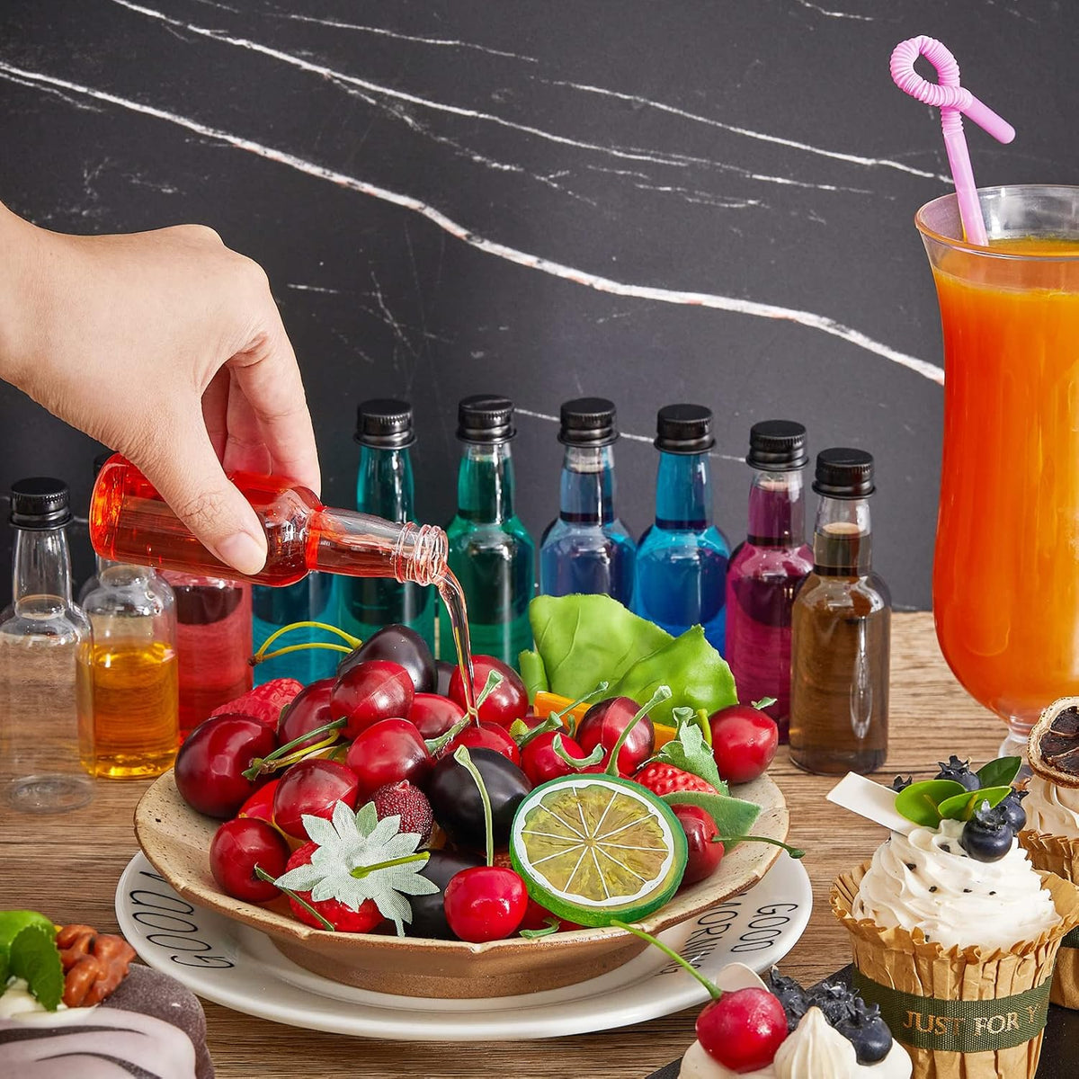 Tessco 100 Pcs Mini Liquor Bottles Plastic Mini Salad Dressing Bottle Christmas Small Shooter