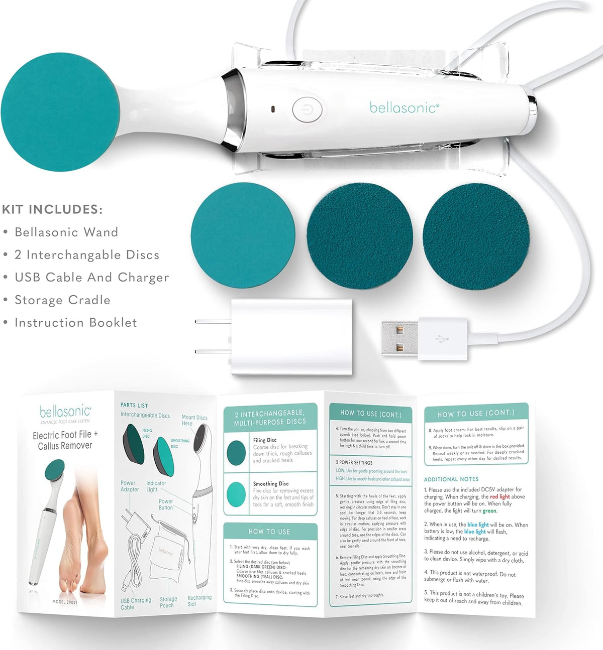 Electric Foot File + Callus Remover with Unique Oscillating Head – File & Smooth Dry, Hardened &
