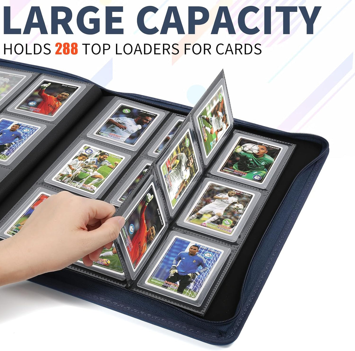 Toploader Binder,Holds 288 Toploaders,9 Pocket Double-Sided Top Loader Binders with Sleeves for 3 x