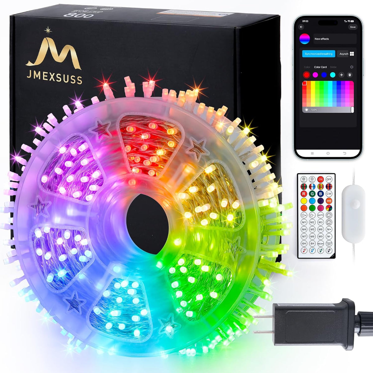 JMEXSUSS 800 LED RGB String Light Outdoor Indoor, Christmas Lights Outdoor Clear Wire Christmas