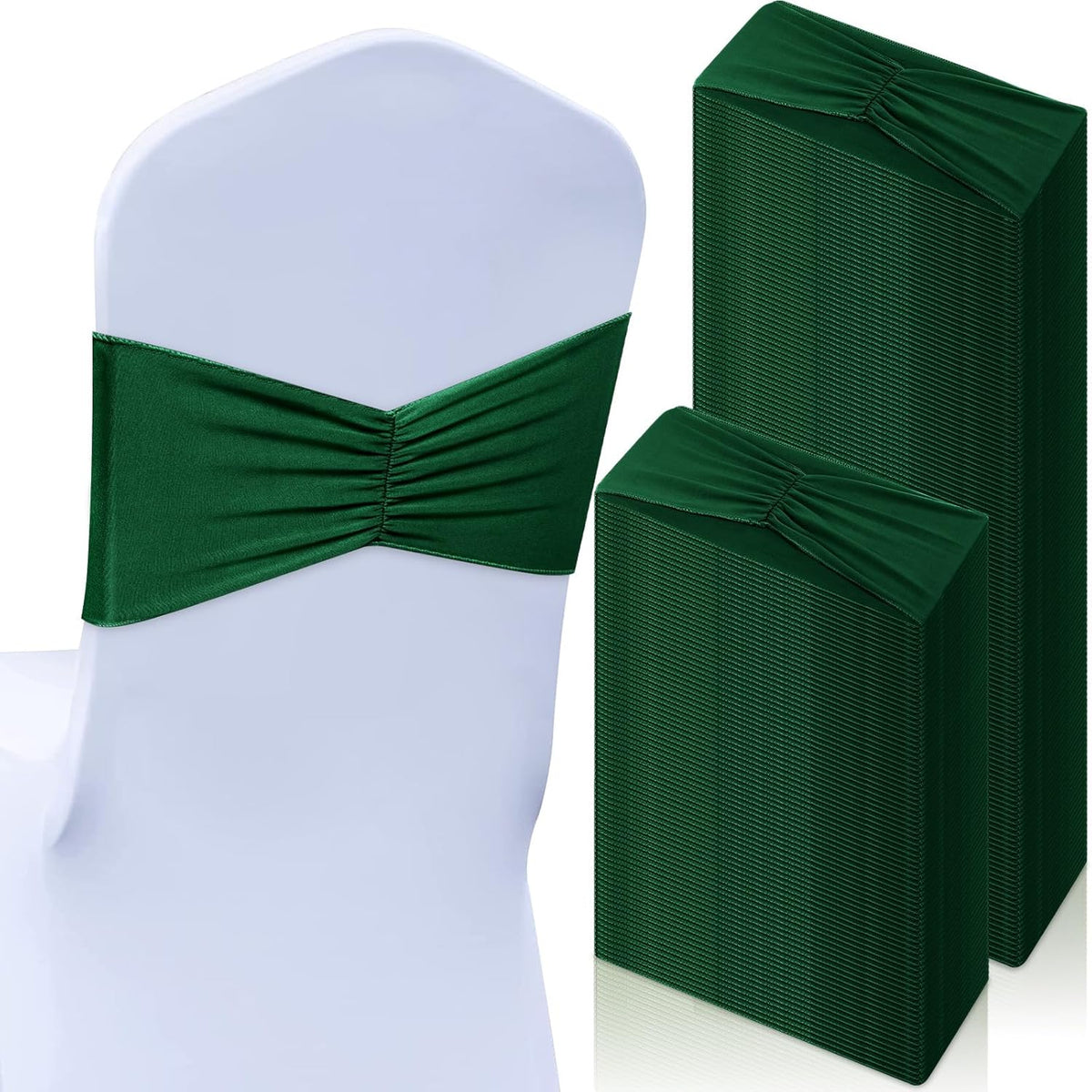Moukeren 100 Pcs Spandex Chair Sashes Bows Bands Slider Sashes for Chair Covers Elastic Bands Ties