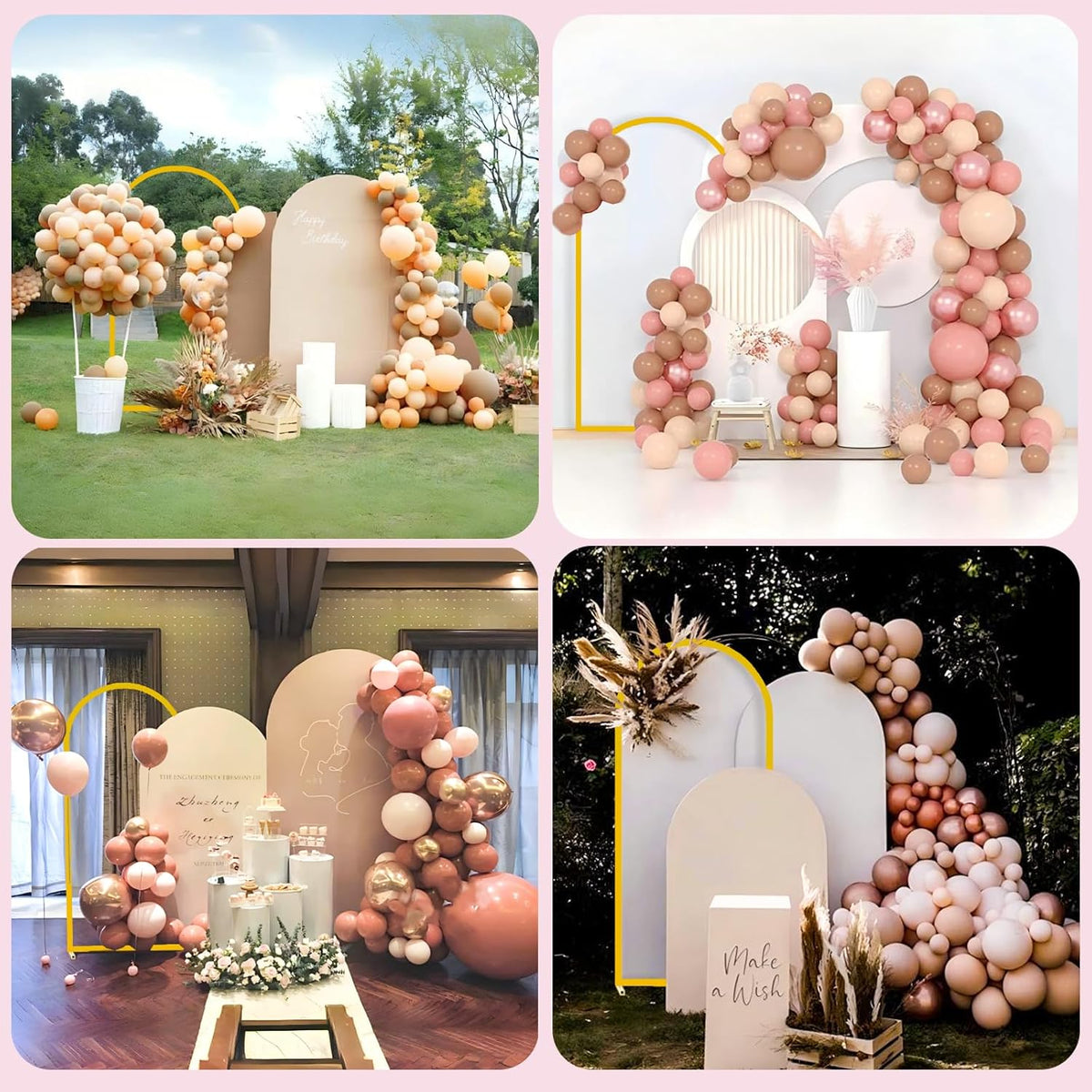 Bazen Wedding Arch Backdrop Stand 7.2FT, 6.6FT, 6FT Set of 3 Metal Arch Backdrop Stand with White