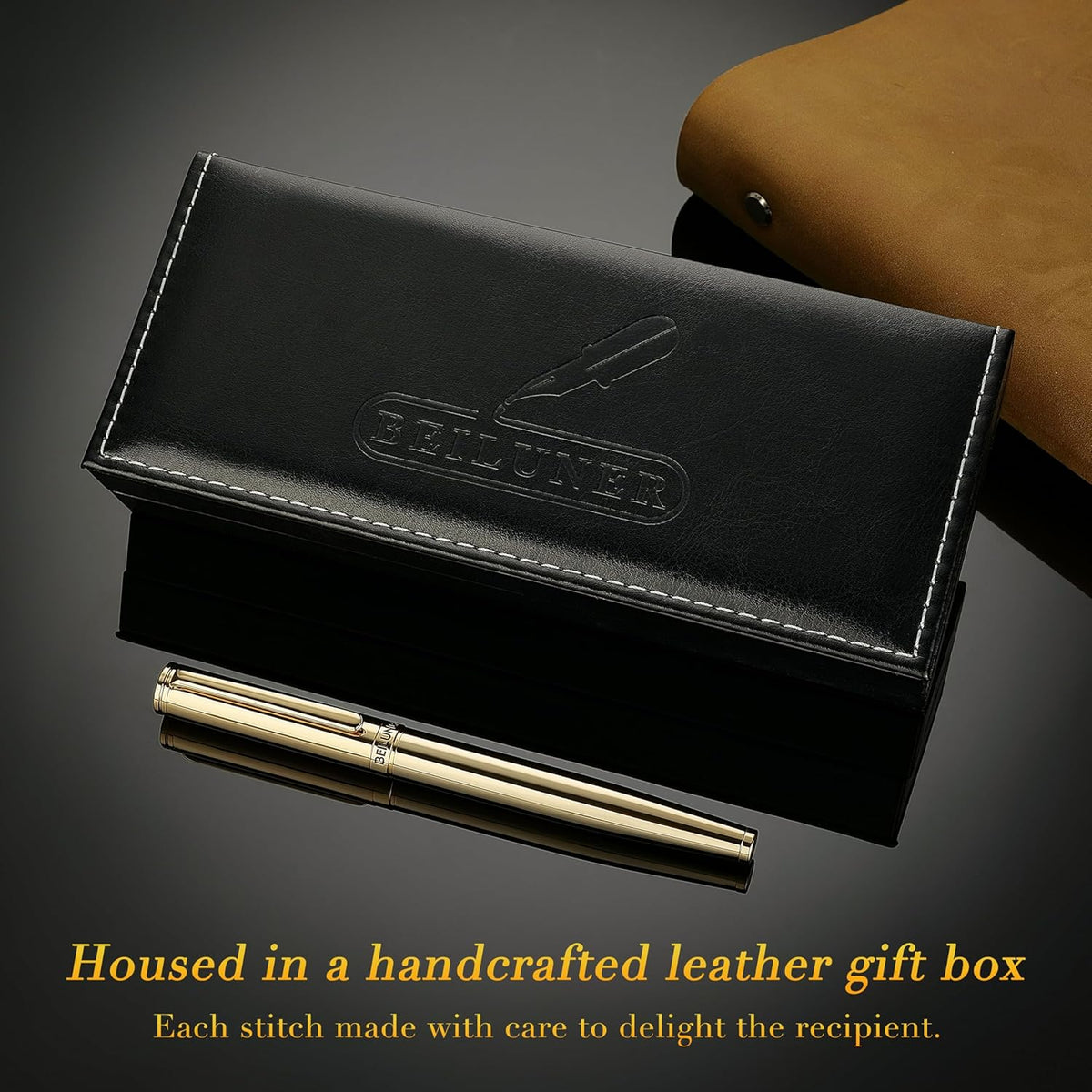 BEILUNER Gold Fountain Pen,Stunning Luxury Pens with 24K Gold Finish, Gorgeous 24K Gilded