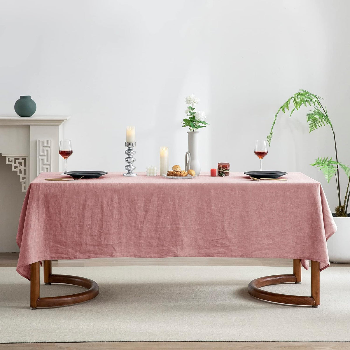 EVERLY 100% Pure Linen Rectangle Tablecloths 60x84Inches for Dining,Buffet