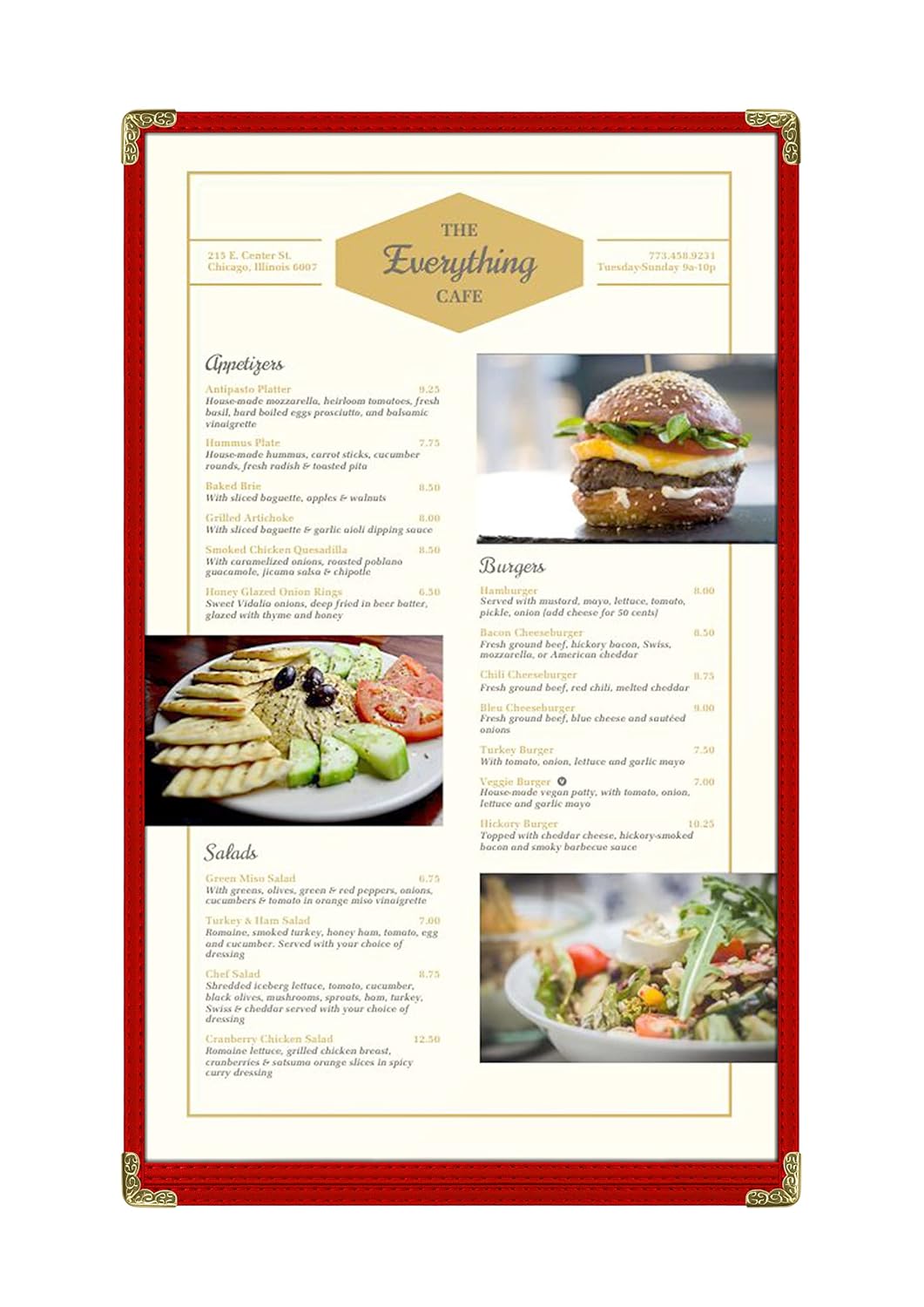 Goodsmart Restaurant Menu Covers – 25 Pack Red 2-View, Top-Loading Menu Holders, Vinyl & Plastic