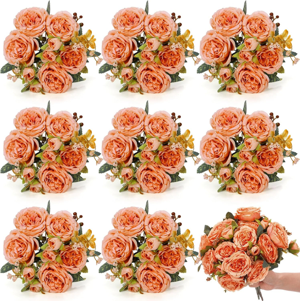 8 Bundles Artificial Peonies Flowers Boho Faux Flowers Arrangements Artificial Centerpiece Spring