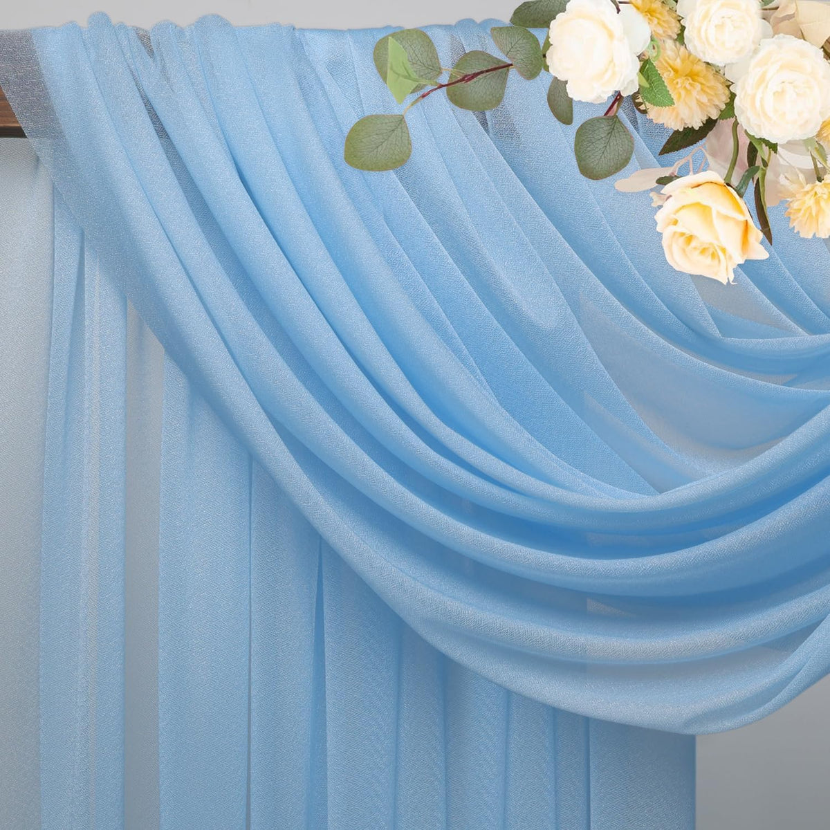 Wokceer Dusty Blue Wedding Arch Draping Fabric Backdrop 4 Panels 28.7" X 20FT Sheer Drapes Fabric