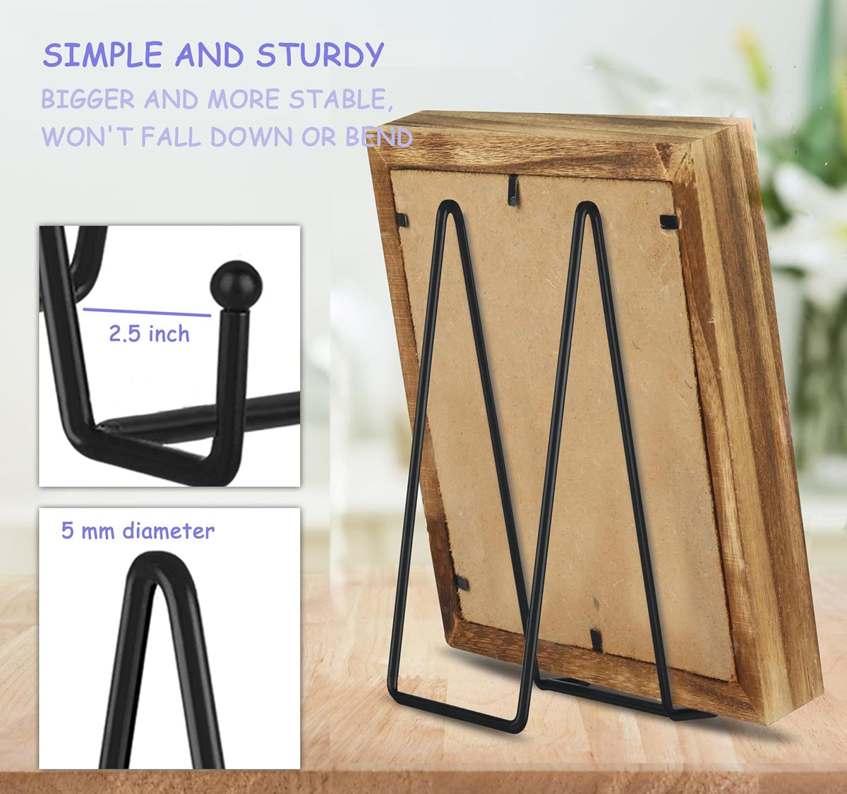 Decolore 3 Pack 12 Inch Black Picture Stands Plate Stands for Display Large Book Stands Table Top