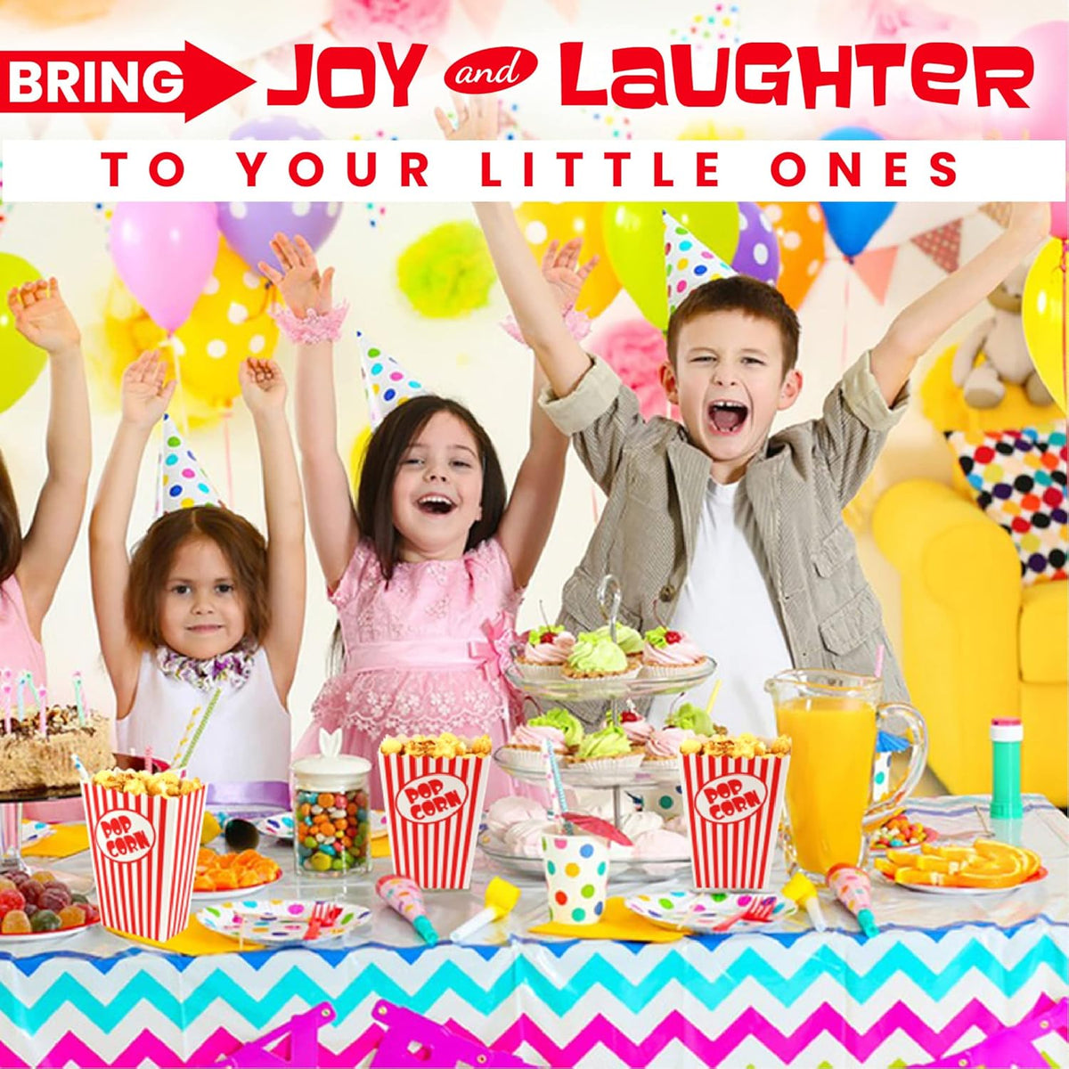 100 Pcs Small Popcorn Boxes for Party 5.5 Inches Tall Red & White Striped Popcorn Bags Mini Popcorn