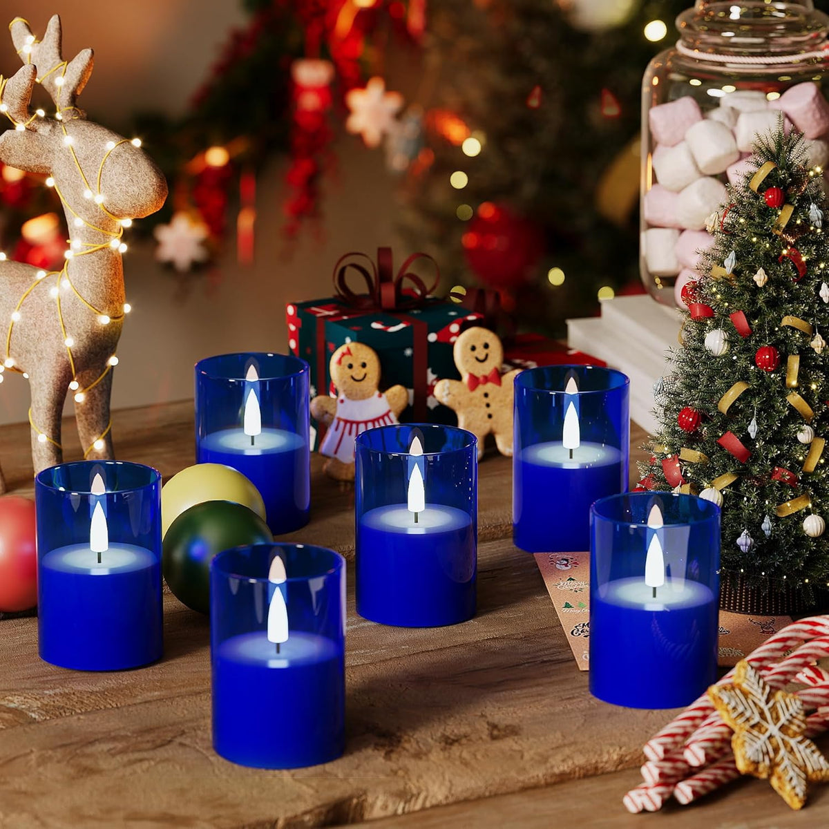 12Pack Flickering Flameless LED Candles with Timer, Battery Powered - Small Pillar & Votive
