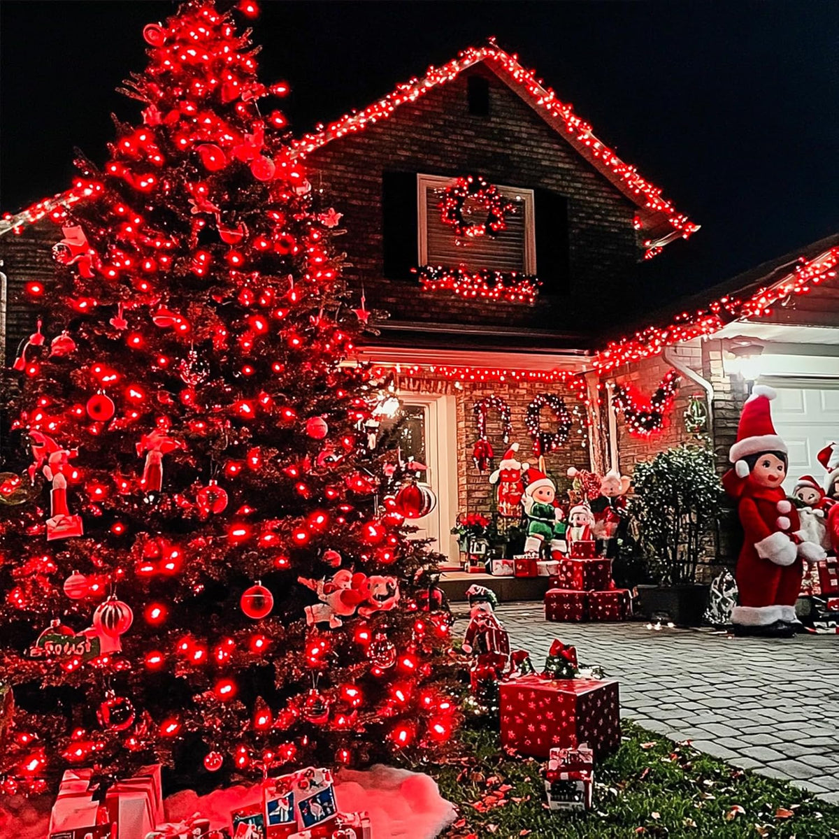 JMEXSUSS 600 LED Red Halloween Lights Outdoor Indoor, 168Ft Red Christmas String Lights Plug in
