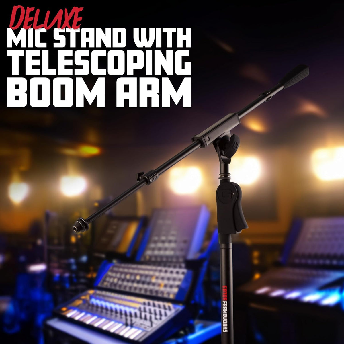 Gator Frameworks Deluxe Tripod Microphone Stand with Clutch Height Adjustment and Telescopic Boom