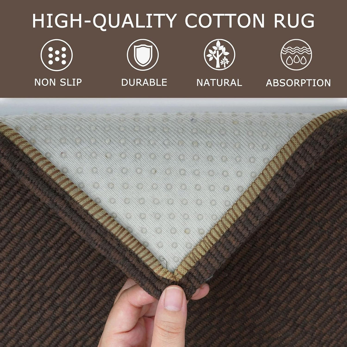 KOZYFLY Washable Runner Rug 2x6 Ft Runners for Hallways Non Slip Kitchen Runners Braided Cotton