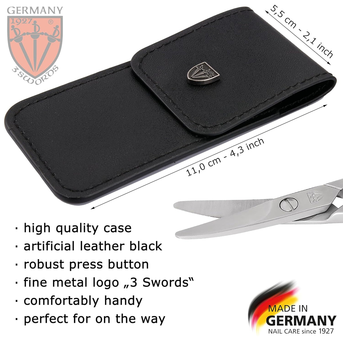 3 Swords Germany - brand quality STAINLESS STEEL INOX CURVED NAIL SCISSORS (1 PIECE) with round