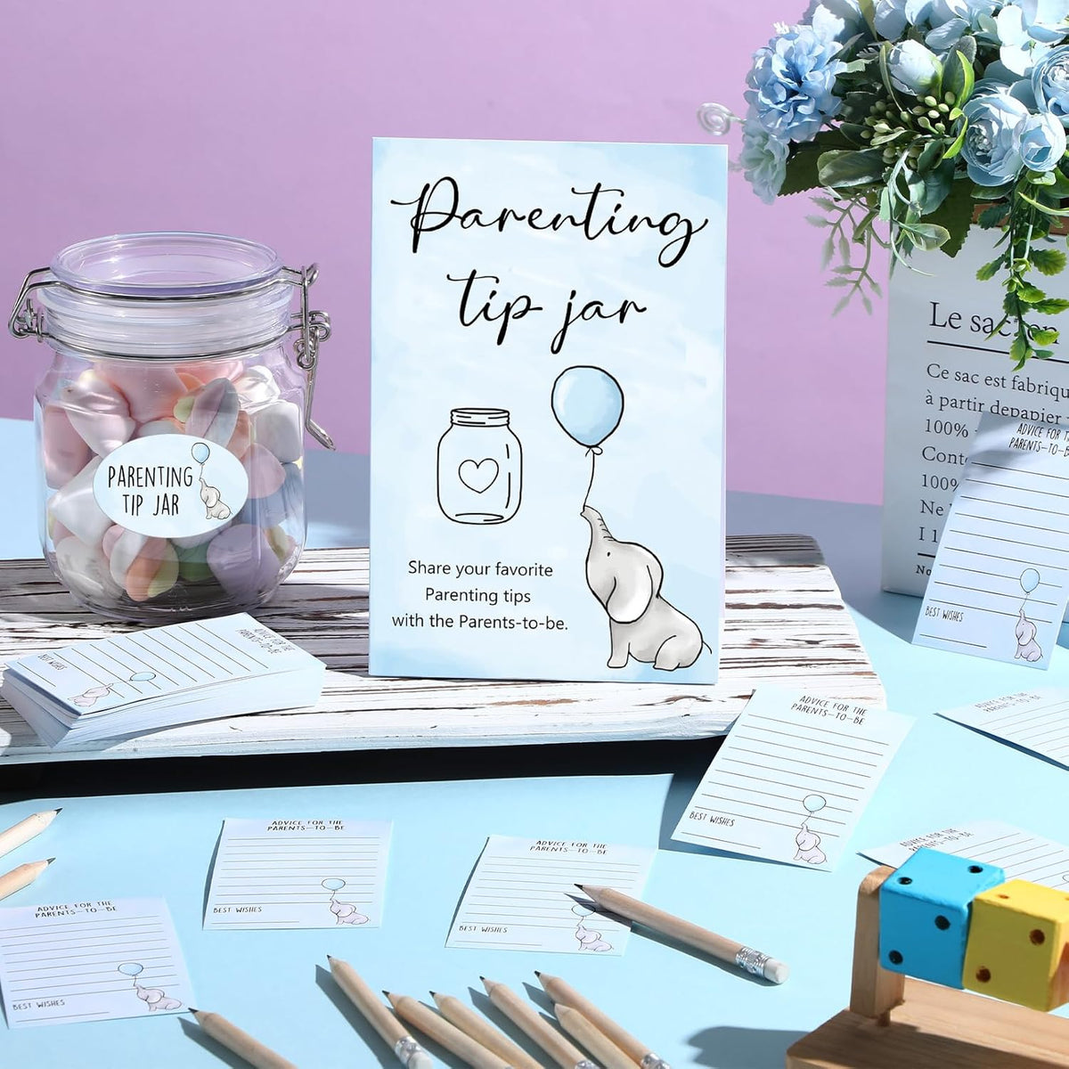 Roowest Baby Shower to Baby Advice Cards for New Parents to Be - Tip Jar Sign for New Parents 60