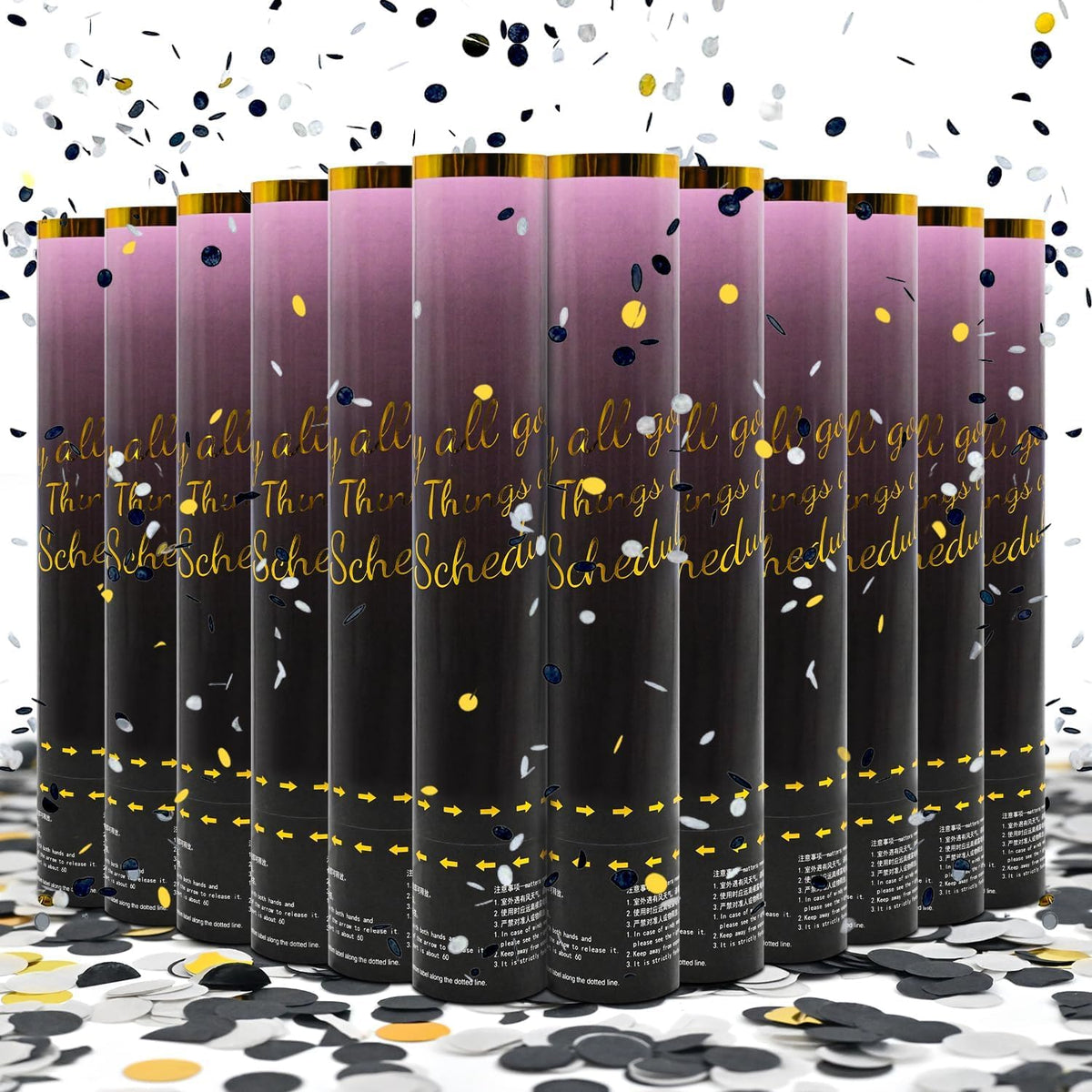 Confetti Cannon Black Gold 12 Pack Confetti Poppers 12 inch Celebrate Party Poppers Confetti Party
