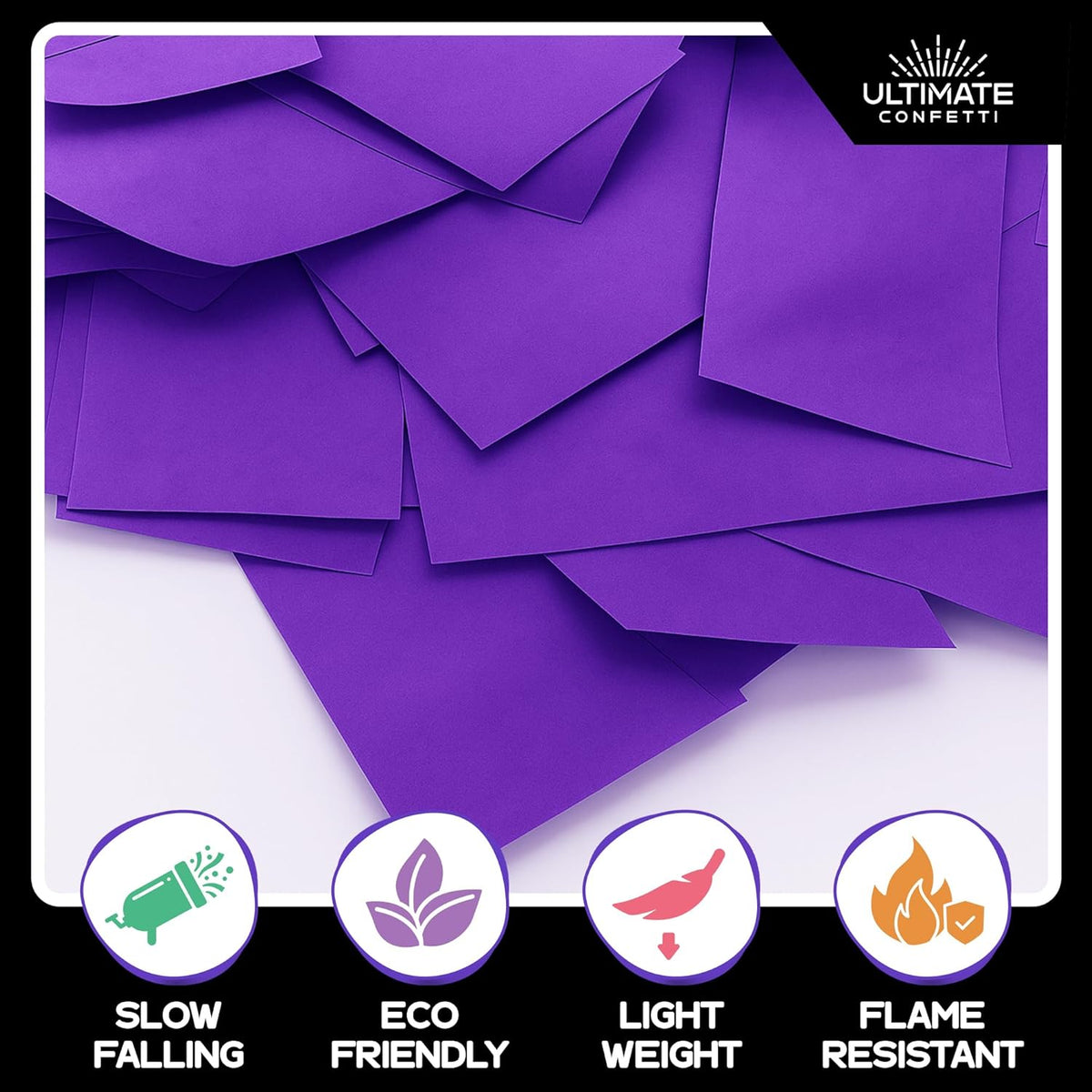 Purple Biodegradable Confetti - Rectangular Fluttering Tissue Paper Confetti for Cannon and
