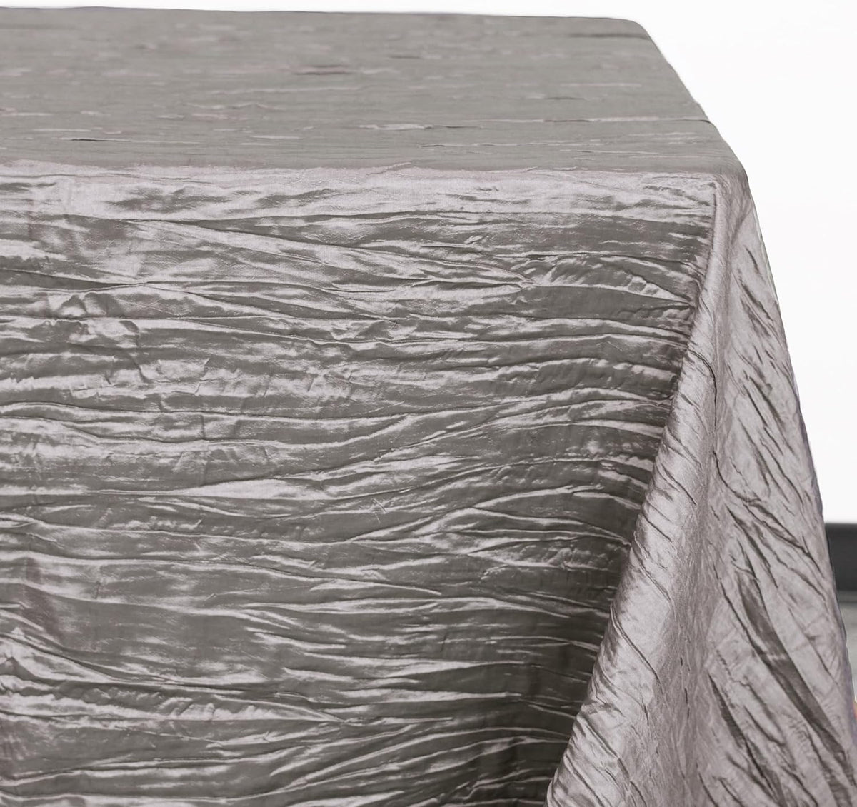YOUR CHAIR COVERS - 90 x 132 Inch - 6 ft Dark Silver/Platinum Rectangular Crinkle Taffeta
