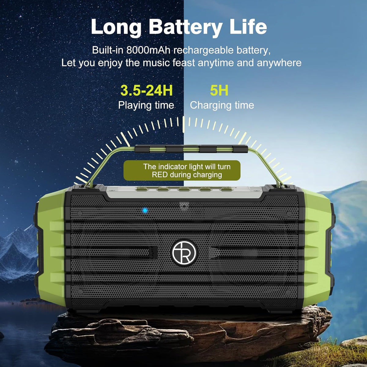 Portable Bluetooth Speaker 120W Peak 80W Wireless Speakers, TWS Pairing, Deep Bass, Hi-Fi Loud