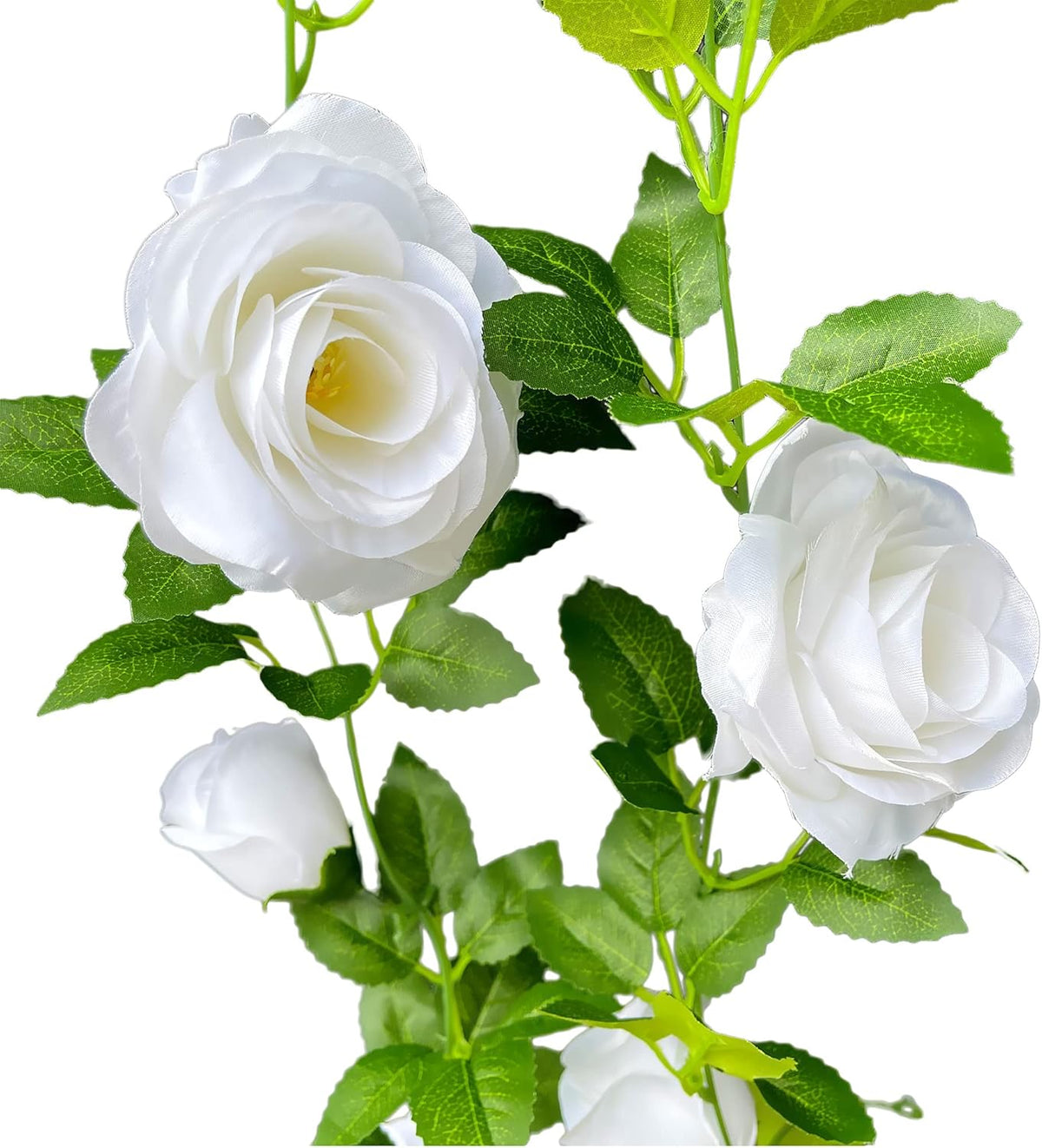 UKELER 2 Pack 14FT Artificial Rose Vines White Flower Garland Artificial Rose Flowers with Green
