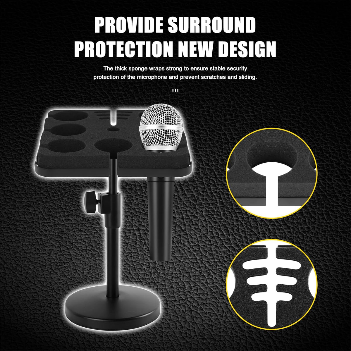 Multi Microphone Holder, Wired and Wireless Mic Holder for Stand, Hold Up to 7 Microphones