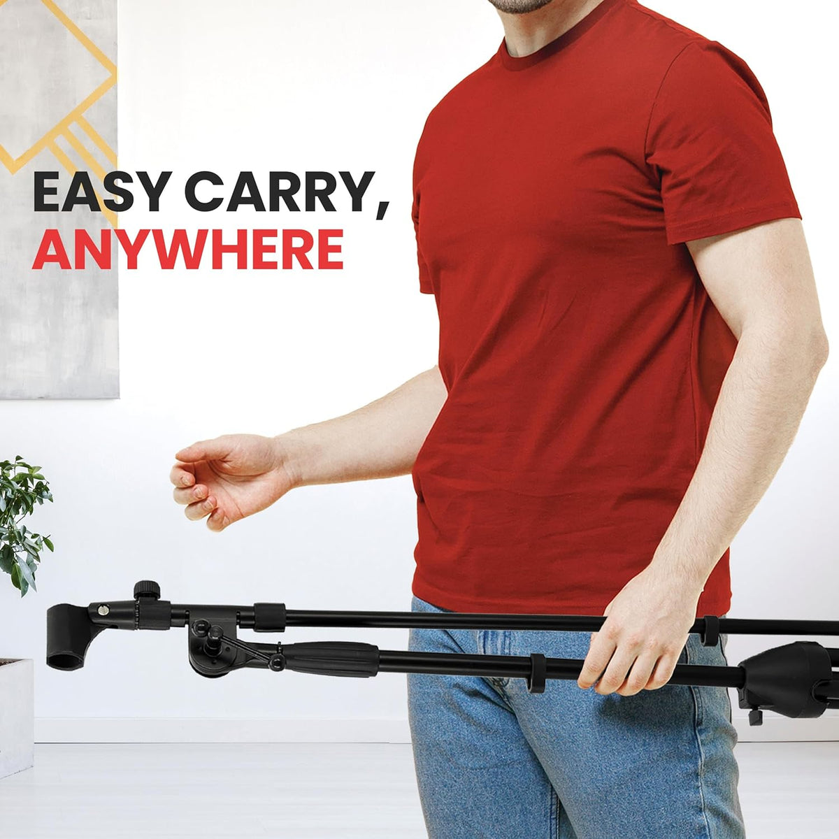Pyle Universal Tripod Microphone Stand - Knob Boom Extends Up to 31'', Strong and Lightweight