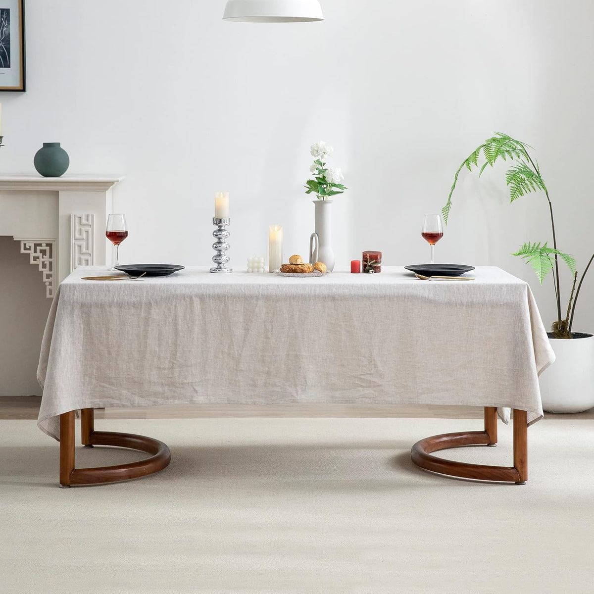 EVERLY 100% Pure Linen Rectangle Tablecloths 108Lx60WInch for Dining,Buffet