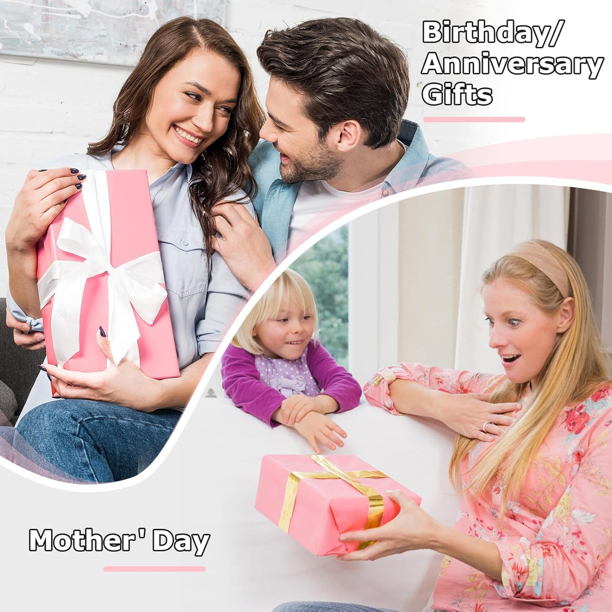 Vanhench 17.5"×963" (80 1/4FT) Pink Wrapping Paper Roll, Bulletin Board Paper, Color Kraft Paper
