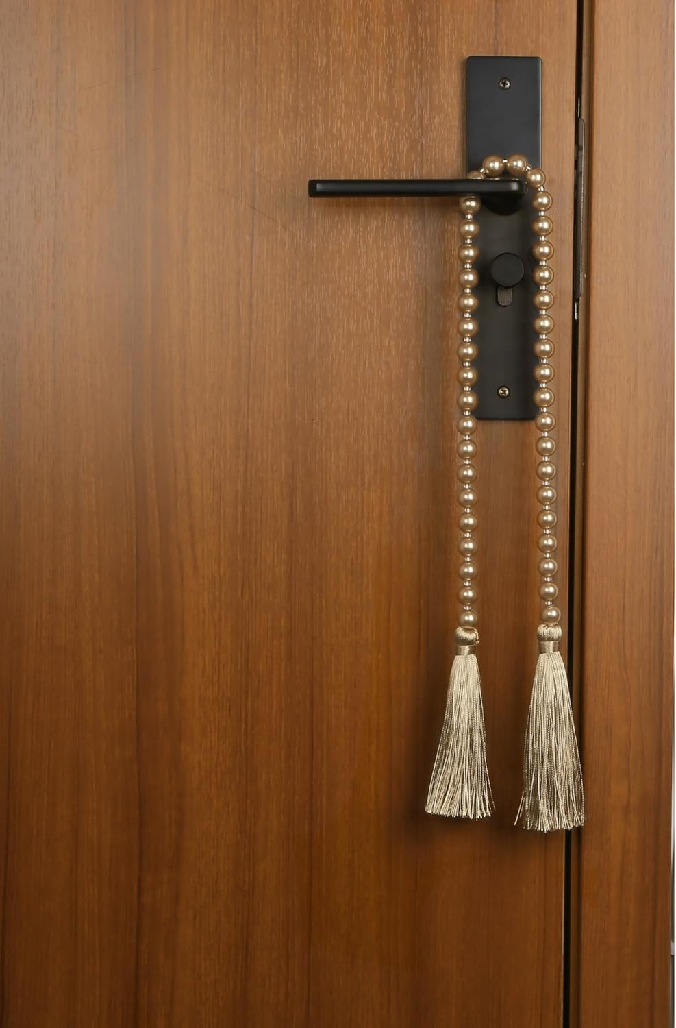 Fenghuangwu 34 Inch Pearl Glass Bead Garland with Tassels - Elegant Boho Table Decor, Fringe Wall