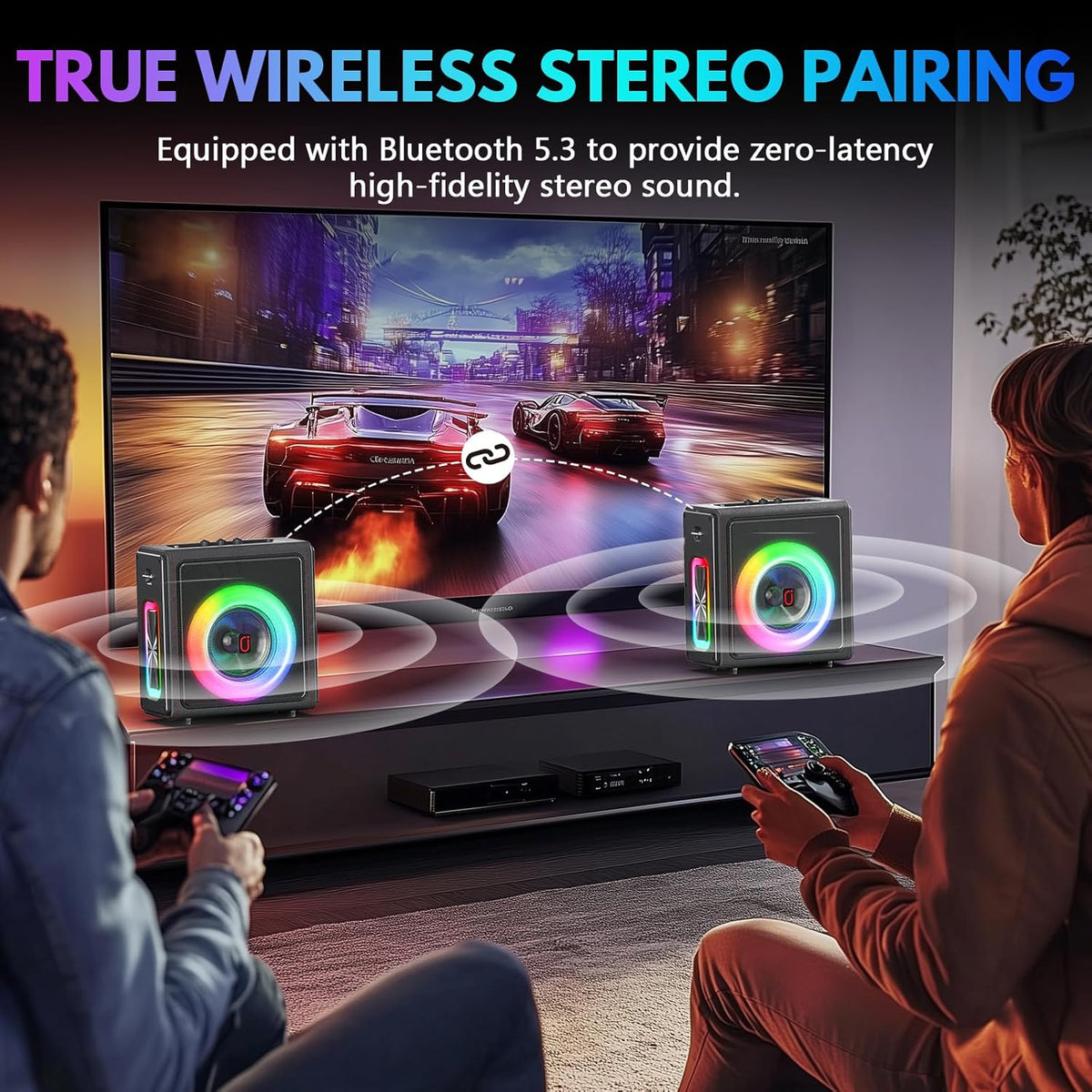 Karaoke Machine with 3 Wireless Mics | Bluetooth 5.3 Speaker with Echo Adjustment & Auto Pitch